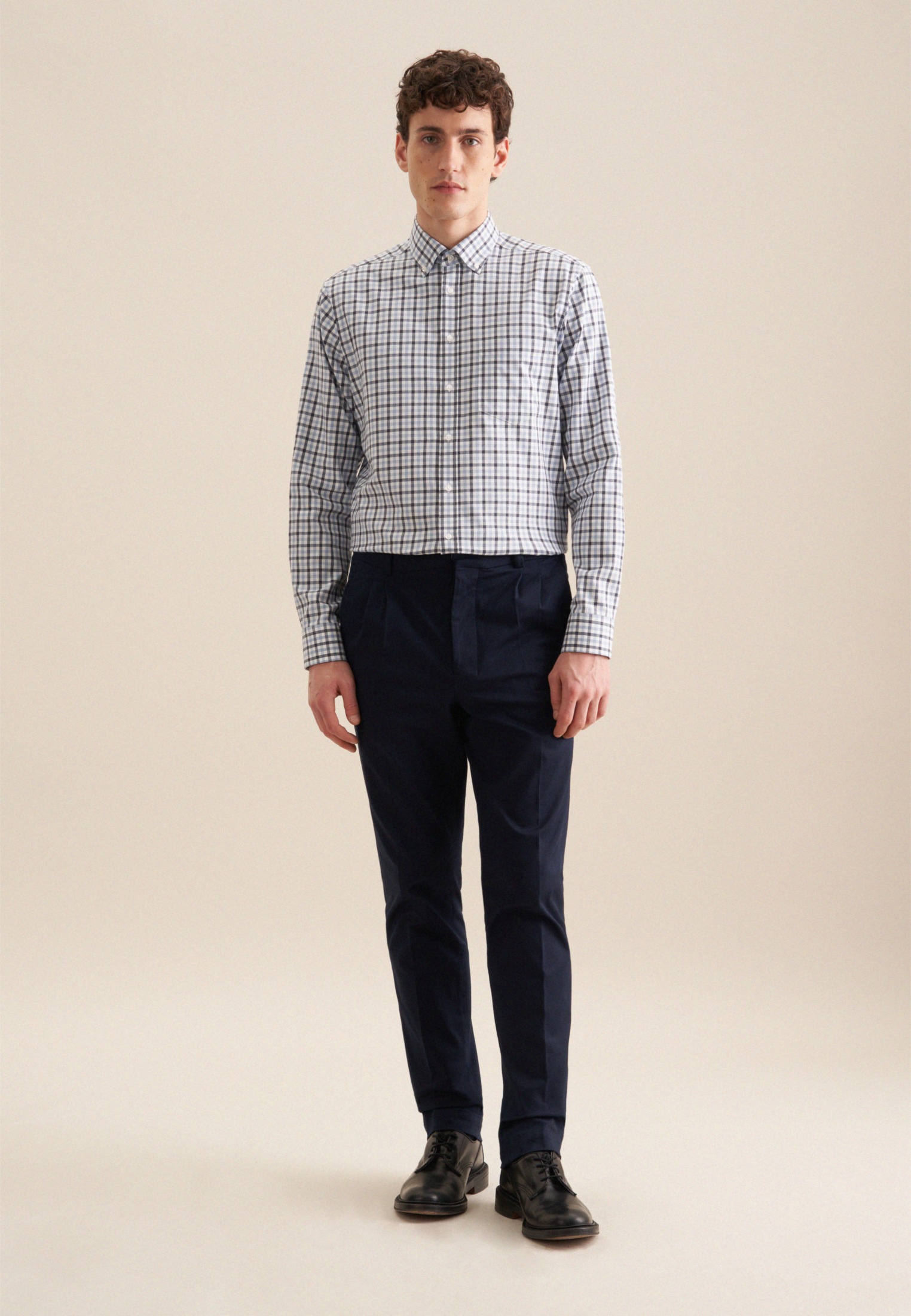seidensticker Flanellhemd »Comfort«, Comfort Langarm Button-Down-Kragen Karo