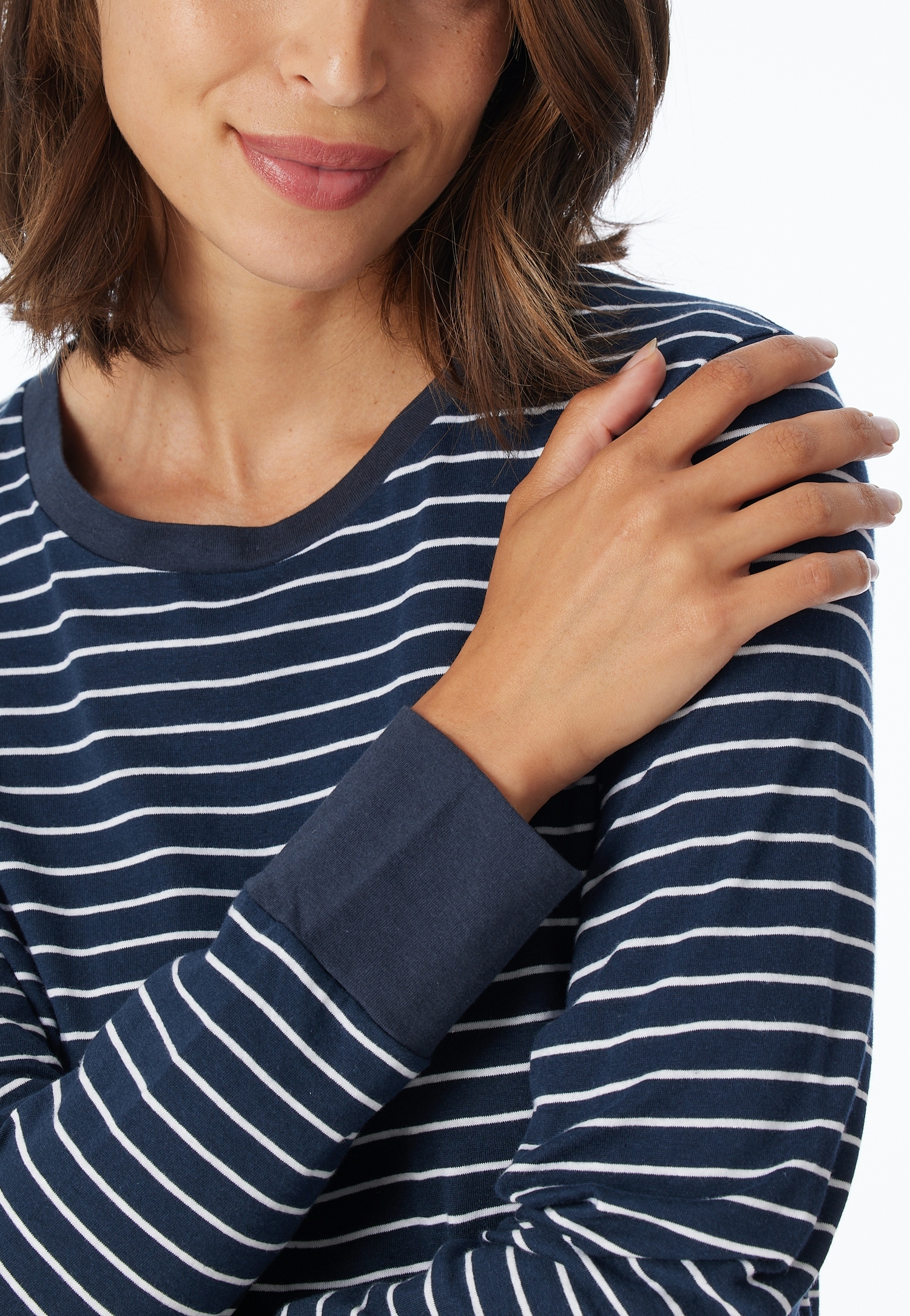 uncover by SCHIESSER Schlafanzug »UNCOVER Nightwear«, (2 tlg.), Rundhalsausschnitt, Pure Cotton, Streifen, Single Jersey, Langarm