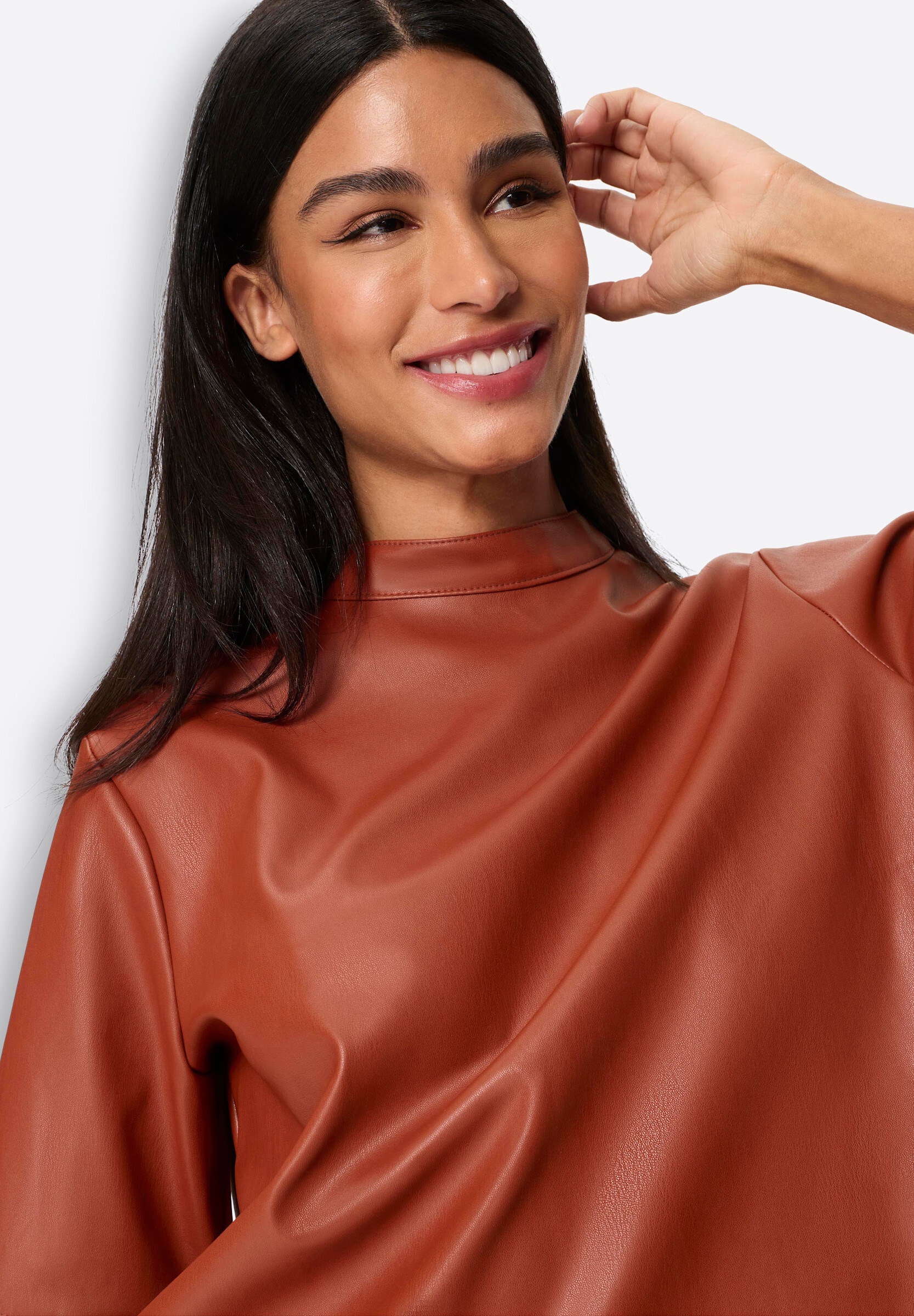heine Klassische Bluse »Lederimitat-Bluse Kurzarm-Bluse«