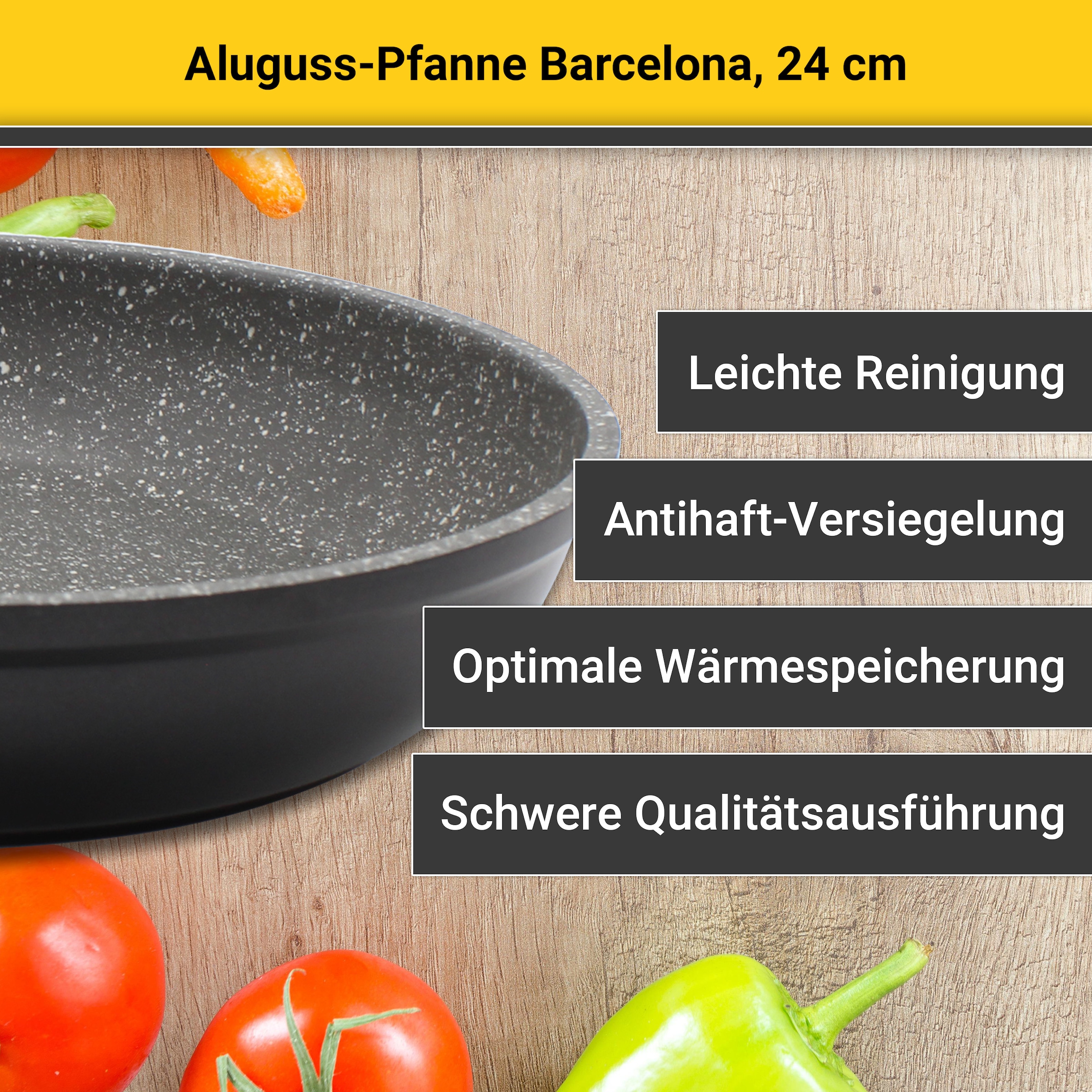 Krüger Bratpfanne »Aluguss Pfanne Bacelona« Aluminiumguss 1 Stk. tlg. für Induktions-Kochfelder geeignet