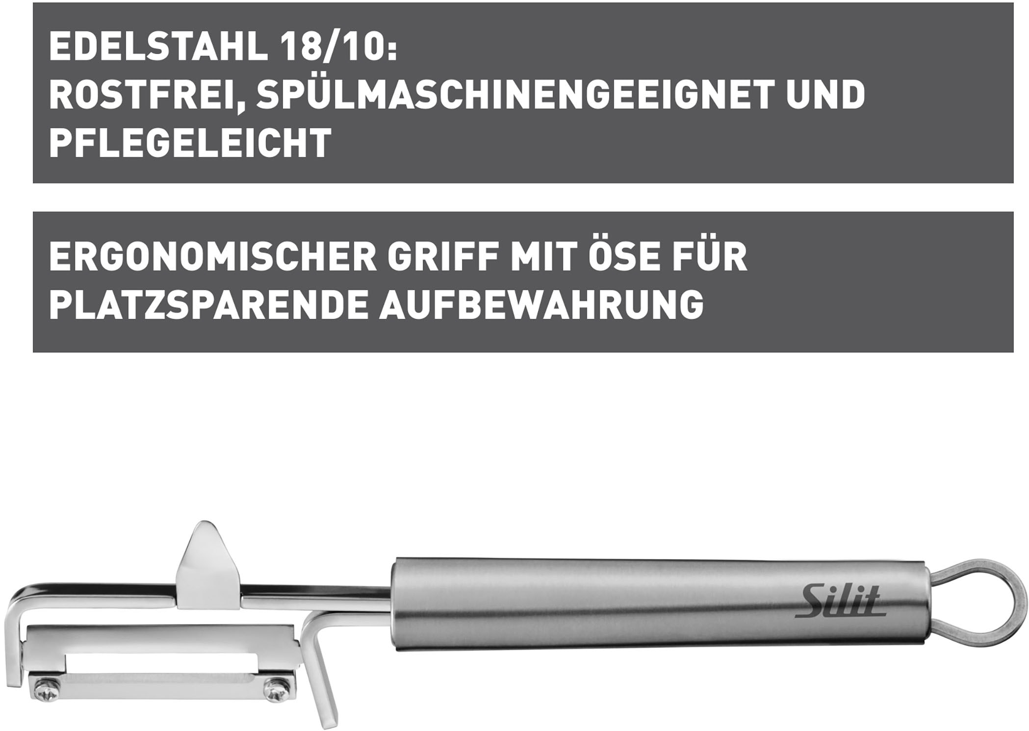 Silit Schälmesser »Classic Line« Gemüseschäler 19 cm, Edelstahl, präzises Schälen, bewegliche Klinge