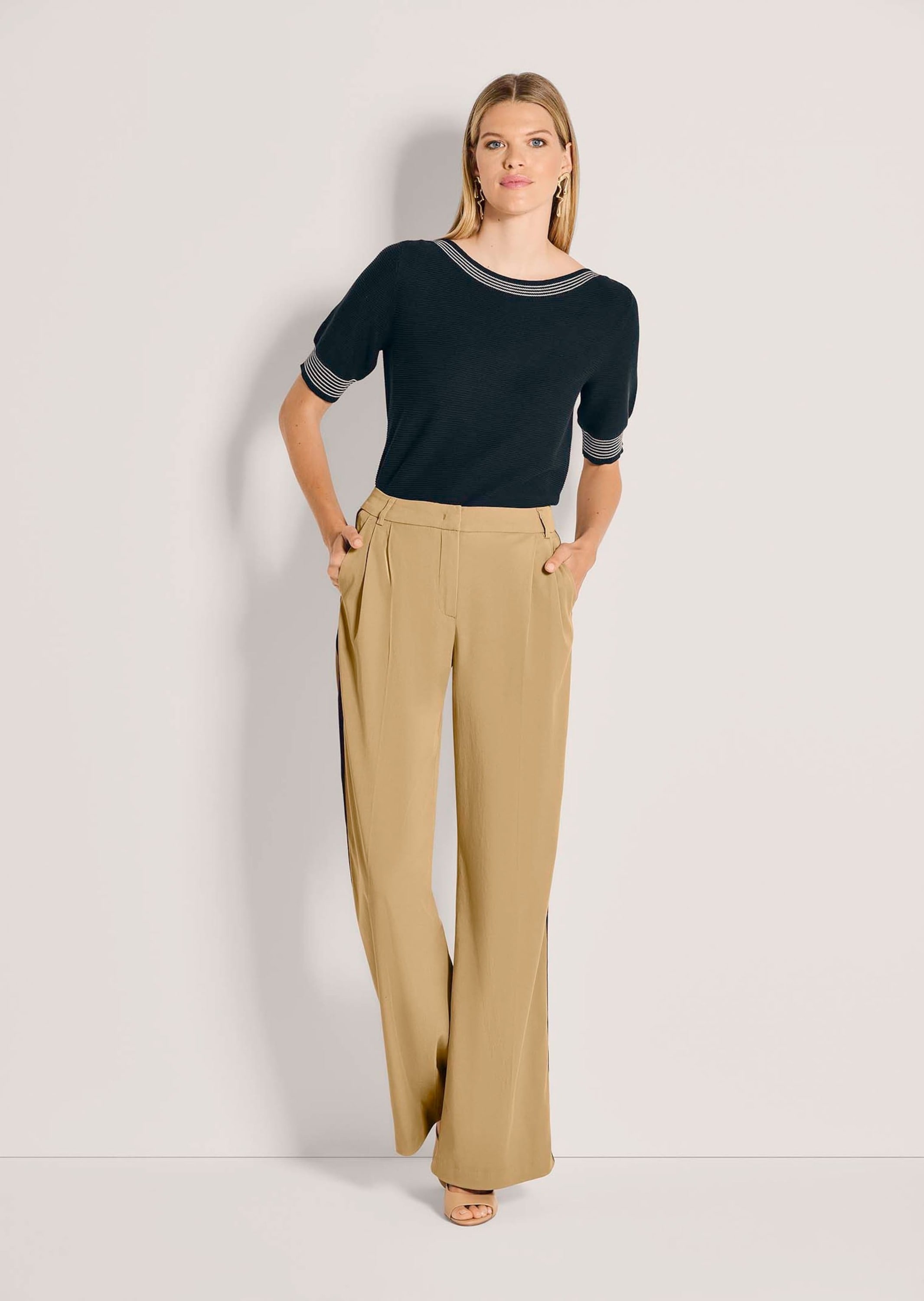 MADELEINE Palazzohose »Jerseyhose Baumwollhose mit Galonstreifen«