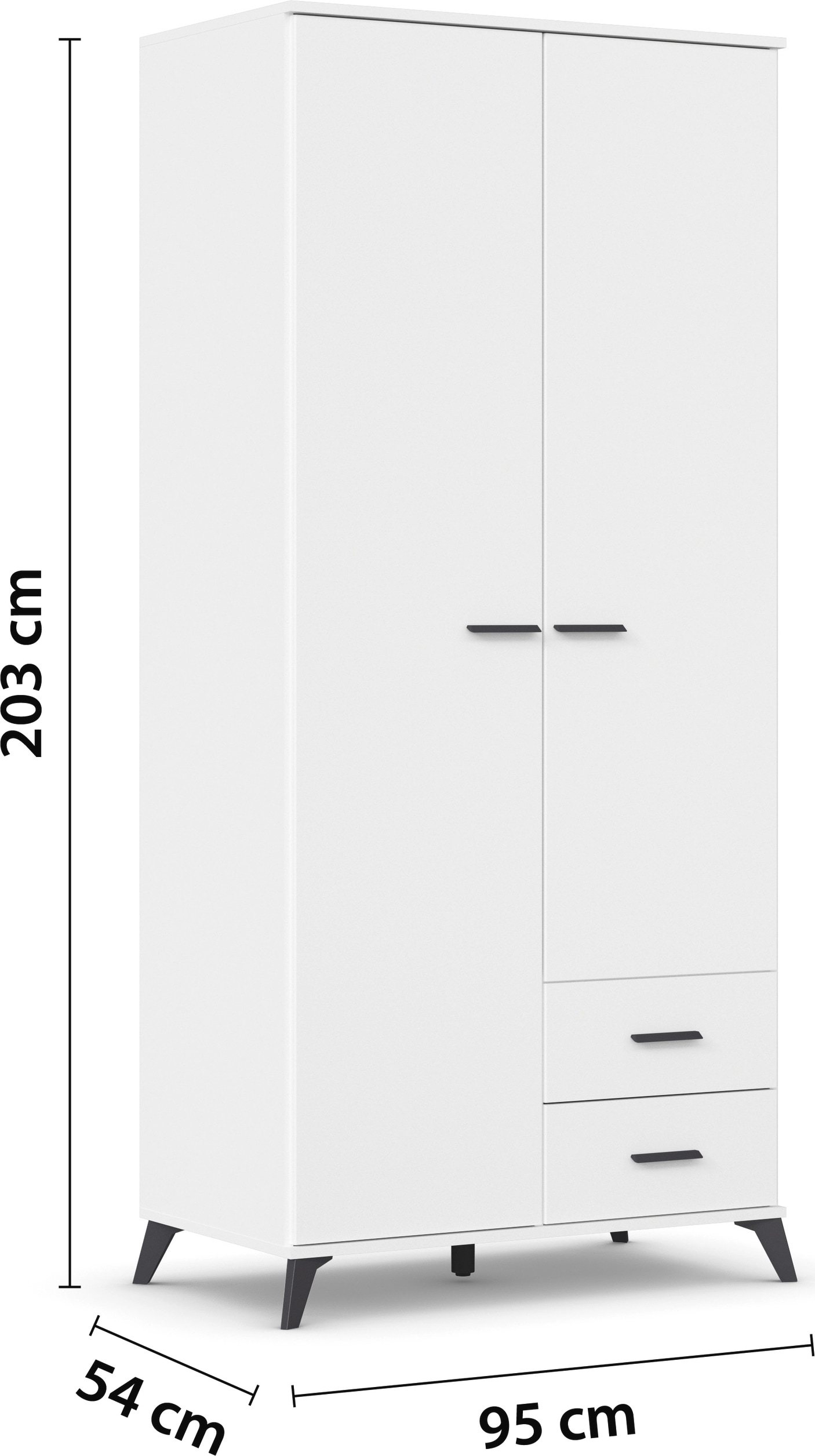 rauch Drehtürenschrank »Lucena« mit schräg ausgestellten Füßen im Monochrom-Stil