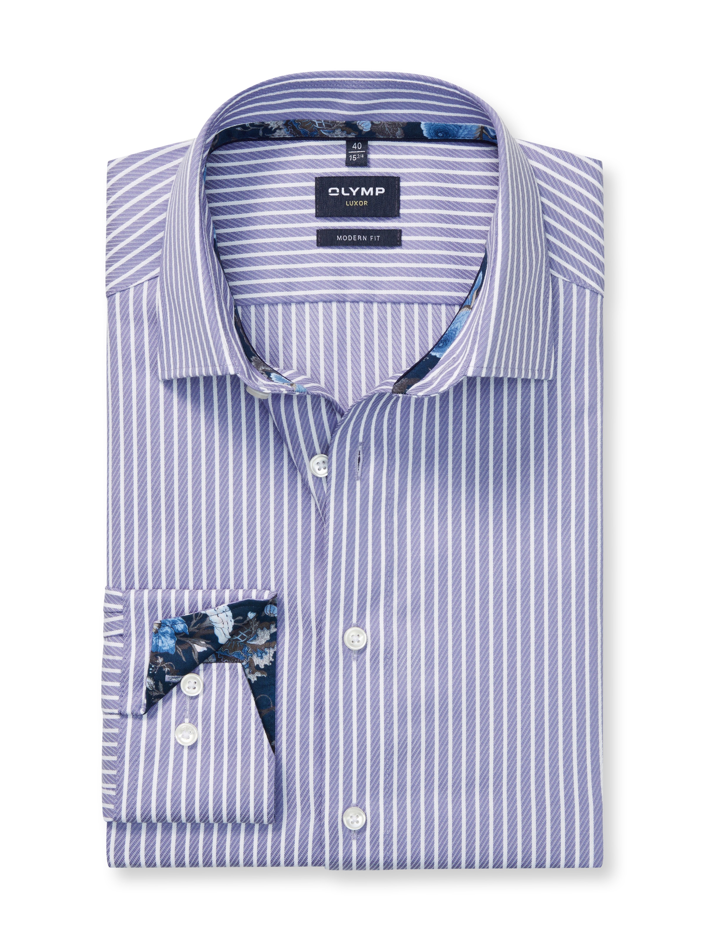 OLYMP Langarmhemd »Luxor modern fit«, modern fit, gestreift, Businesshemd, New Kentkragen