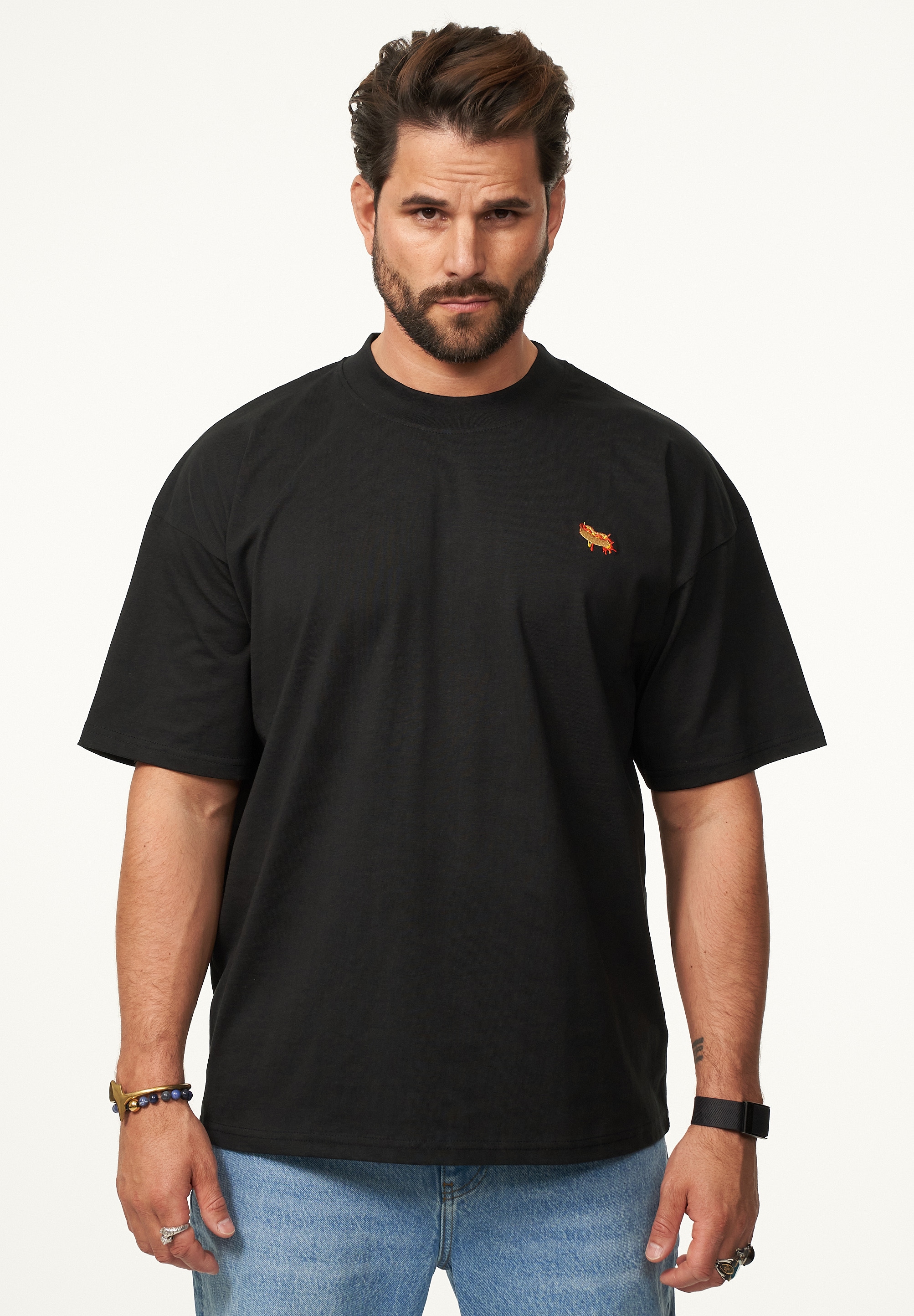 SOULSTAR T-Shirt »Kurzarm Oversize aus 100% Baumwolle mit Rundhalsausschnitt Crew Neck für Herren« Herren Oversize-Fit Kurzarm Shirt mit Rundhals-Ausschnitt