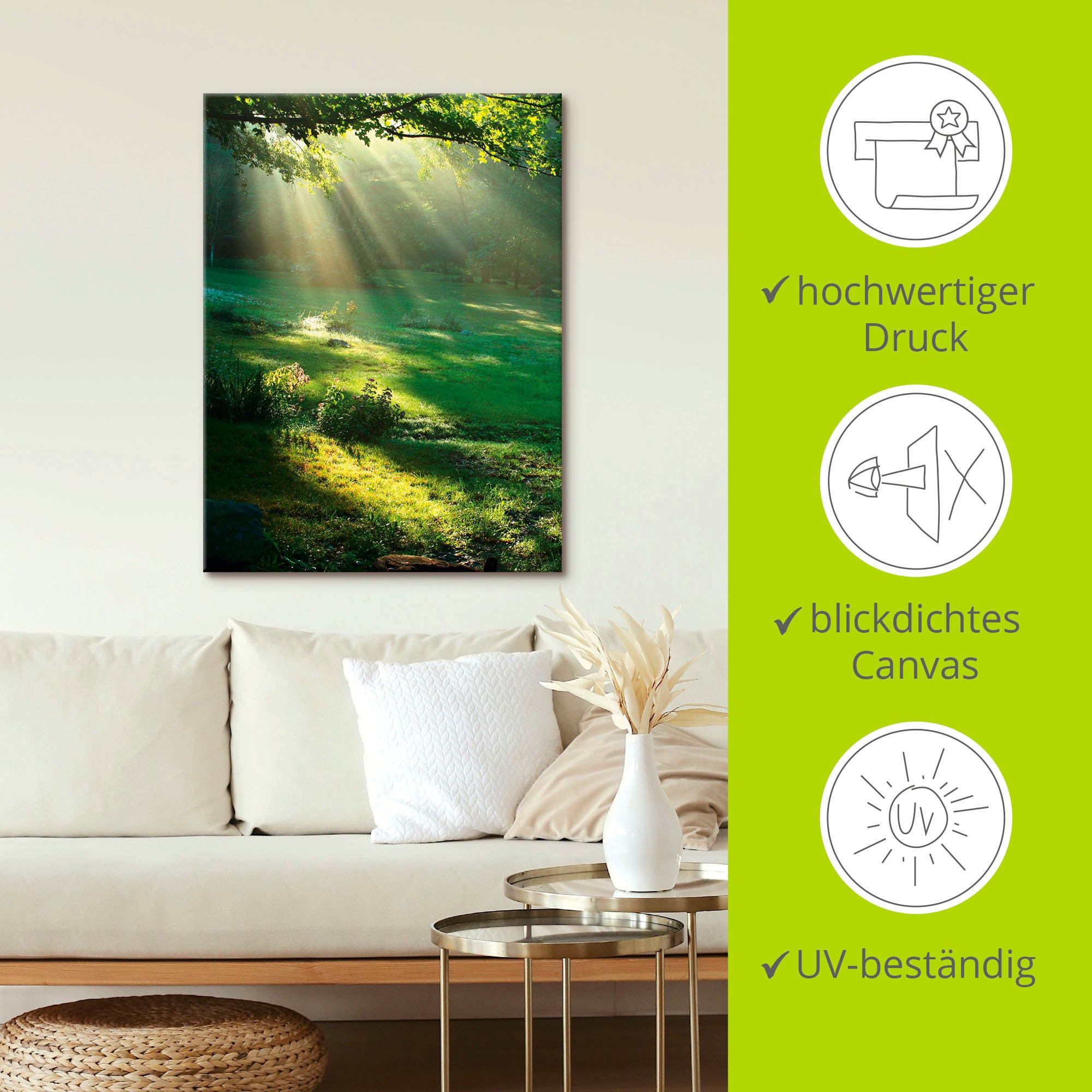 Artland Wandbild »Lichtkegel«, Wald, (1 St.), als Alubild, Outdoorbild, Leinwandbild, Poster, Wandaufkleber