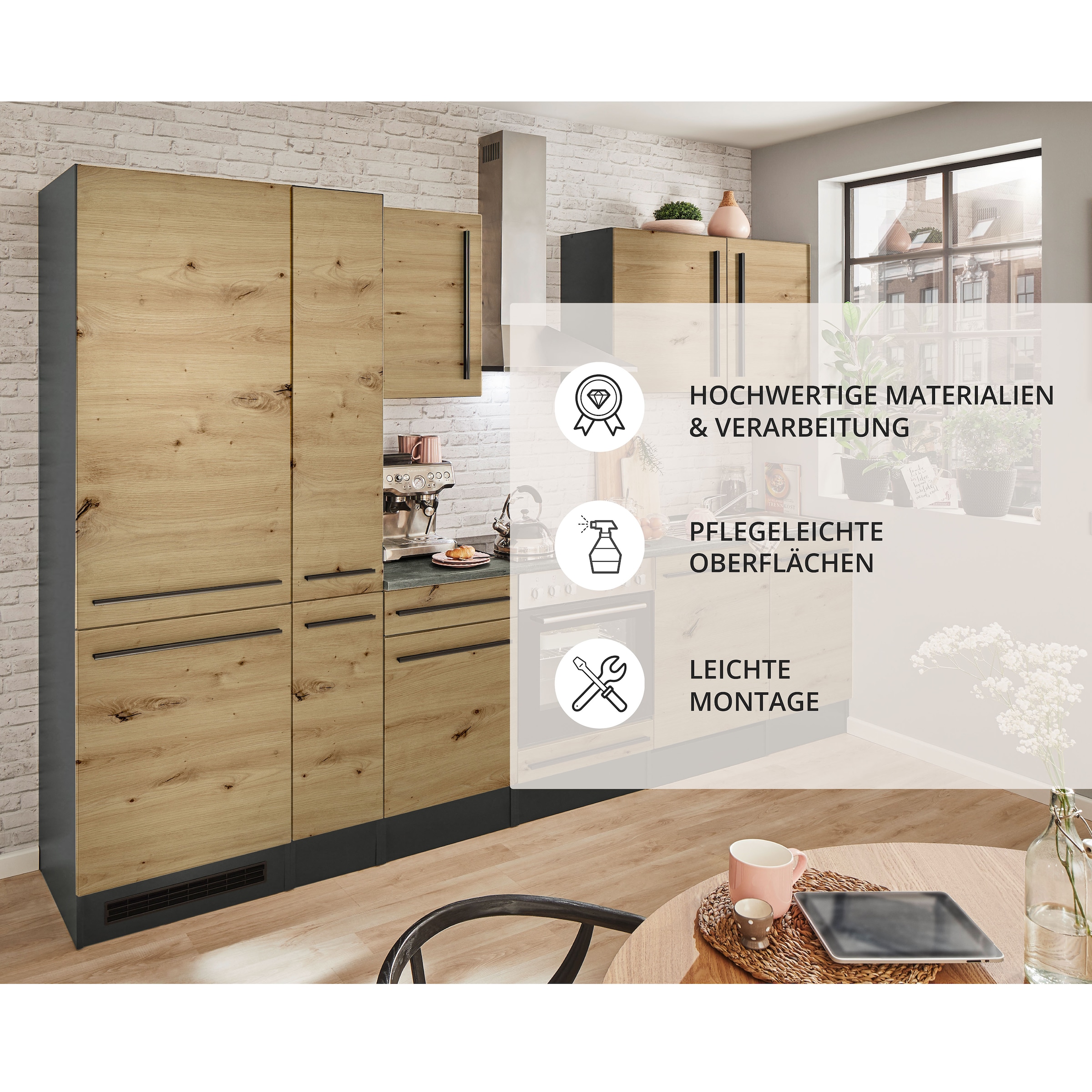 BASIC by Balculina Küchenzeile »Jazz« Breite 310 cm, wahlweise mit E-Geräten