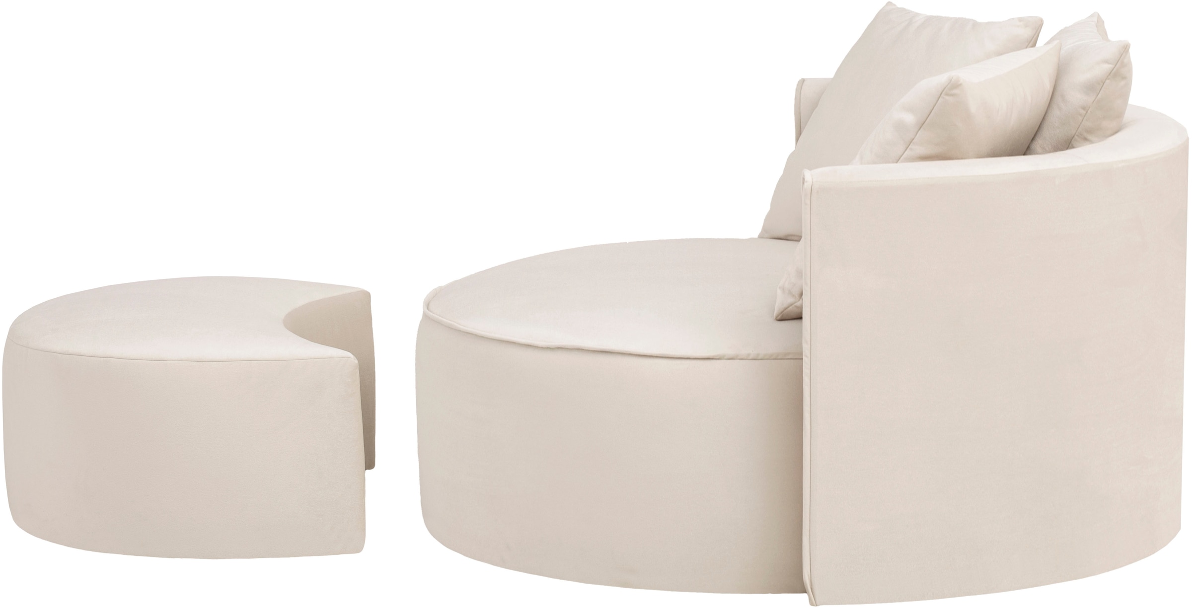 LeGer Home by Lena Gercke XXL-Sessel »ISALIE, Rundsessel mit Hocker, Lesesessel, Loveseat, Big-Sessel«, (Set), trendige Stoffe, 3 Zierkissen, große Sitzfläche, Cord, Samt, Bouclé