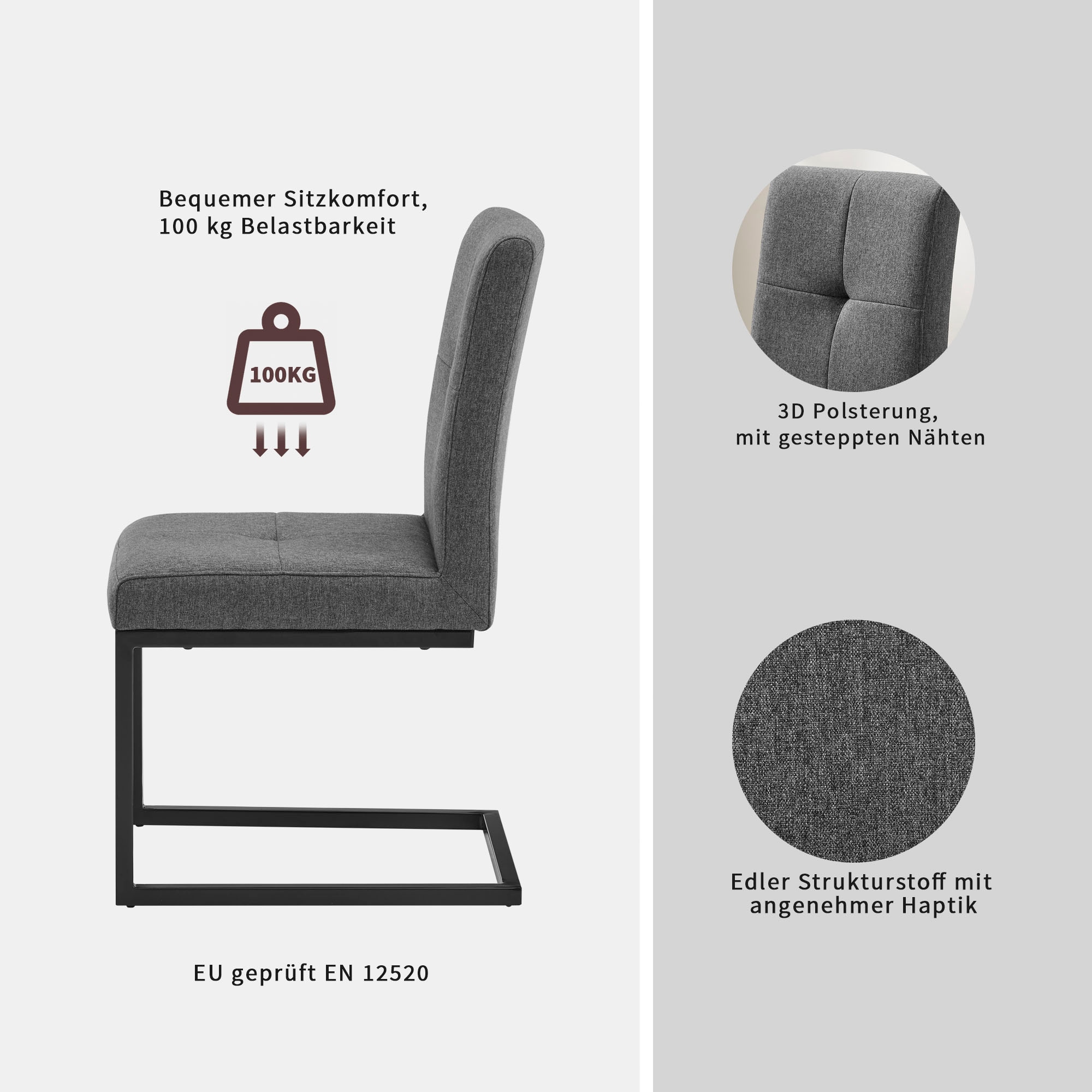 OTTO home Essgruppe »Gellina« Set, 4 tlg. ausziehbarer Esstisch, Freischwinger, Sitzbank mit Rückenlehne