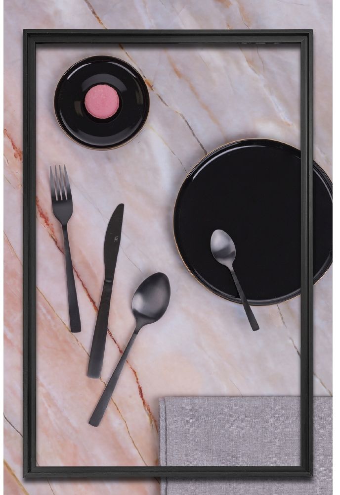 Villa d'Este Besteck-Set »Modern satiniert«, (Set, 24 tlg.), Essbesteck-Set, satiniert