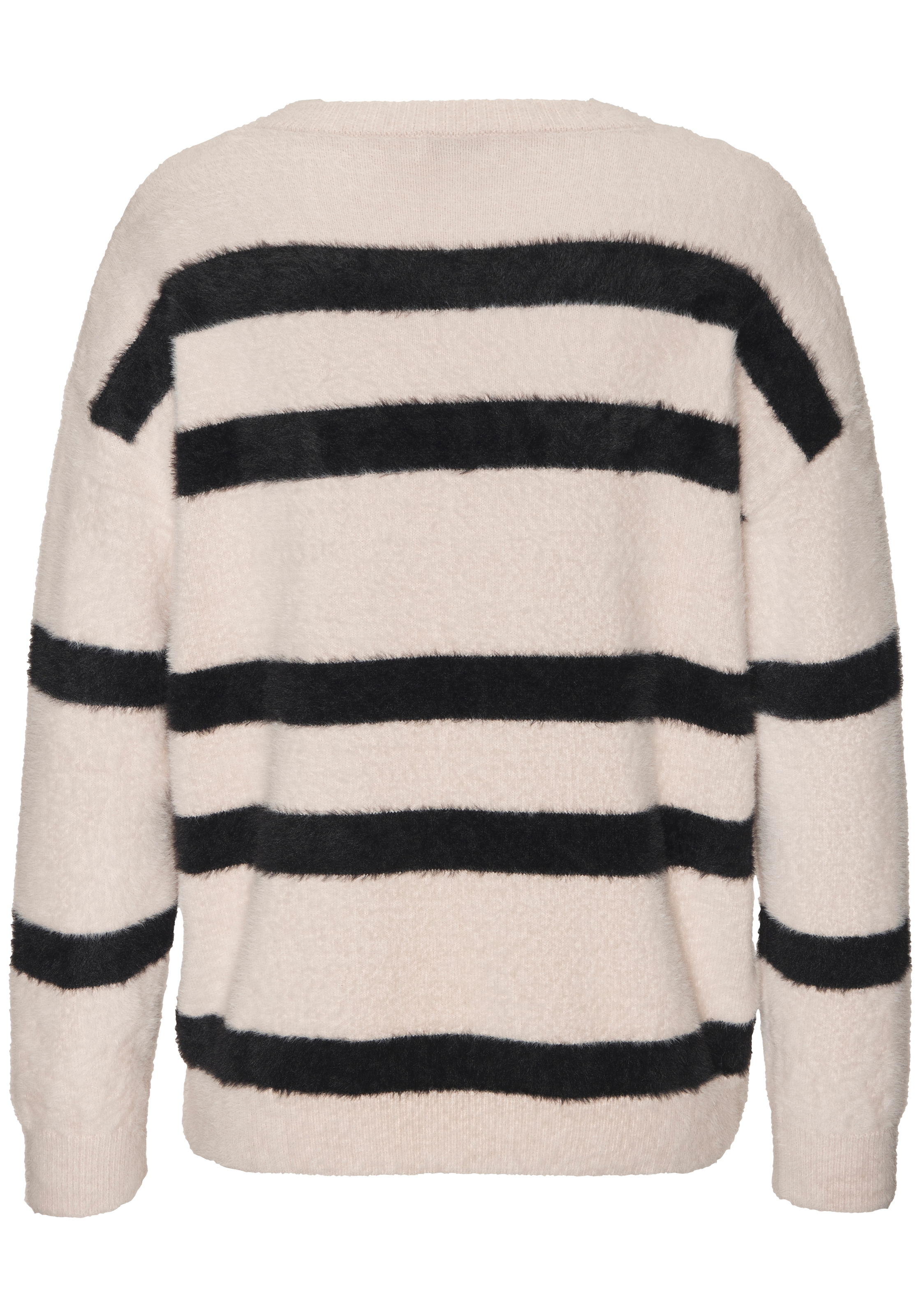 LASCANA Streifenpullover »Amira« aus kuschelweichem Strick, V-Ausschnitt, Streifenoptik, modisch