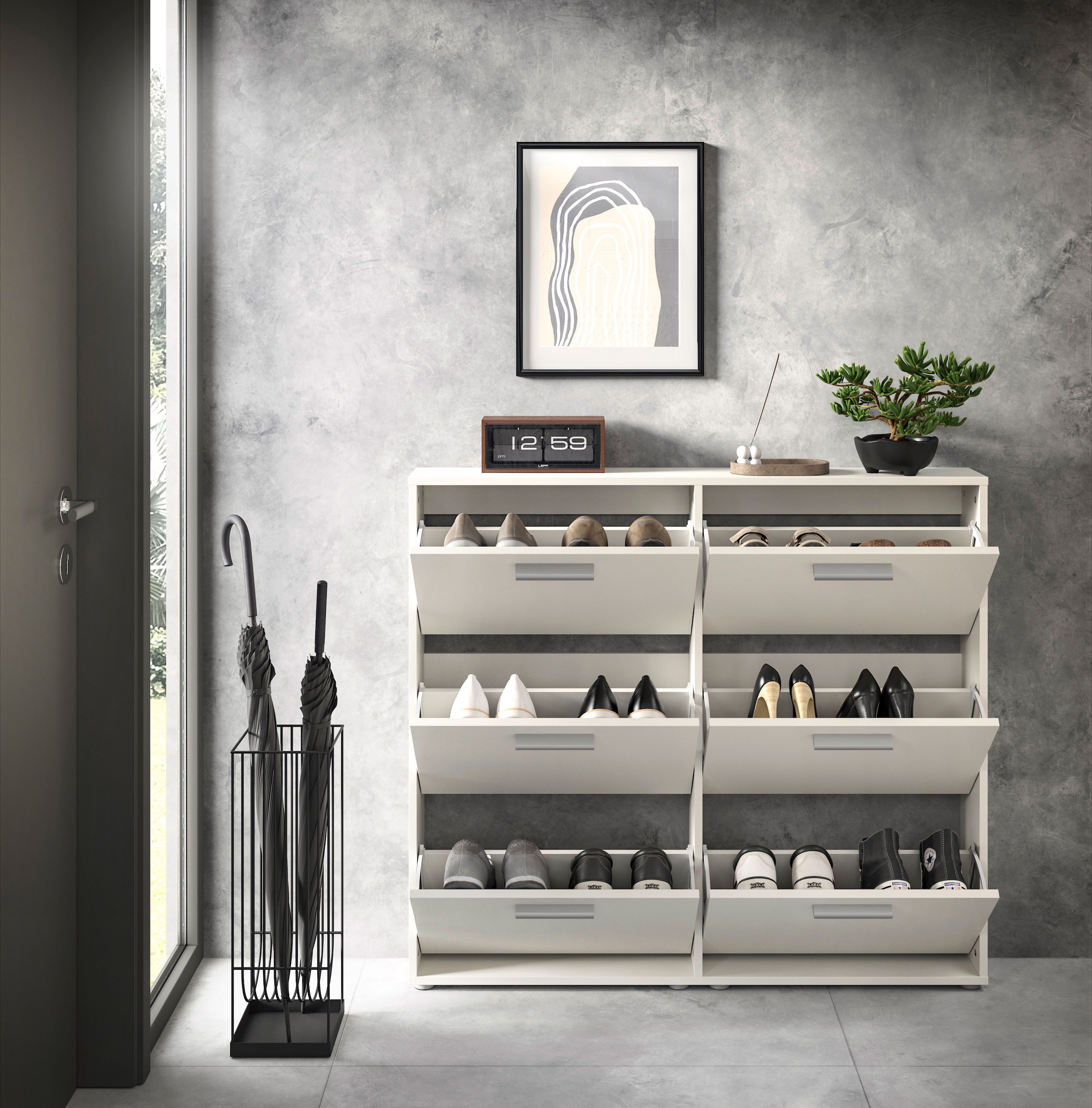 HBZ Schuhkommode »Sam Schuhkipper, Schuhschrank BxHxT 116x103x17 cm«, (1 St.), mit 6 Klappen