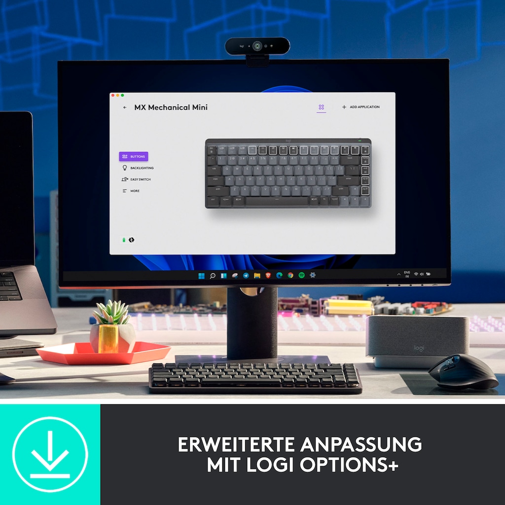 Logitech Tastatur MX Mechanische kabellose Mini-Tastatur mit Beleuchtung