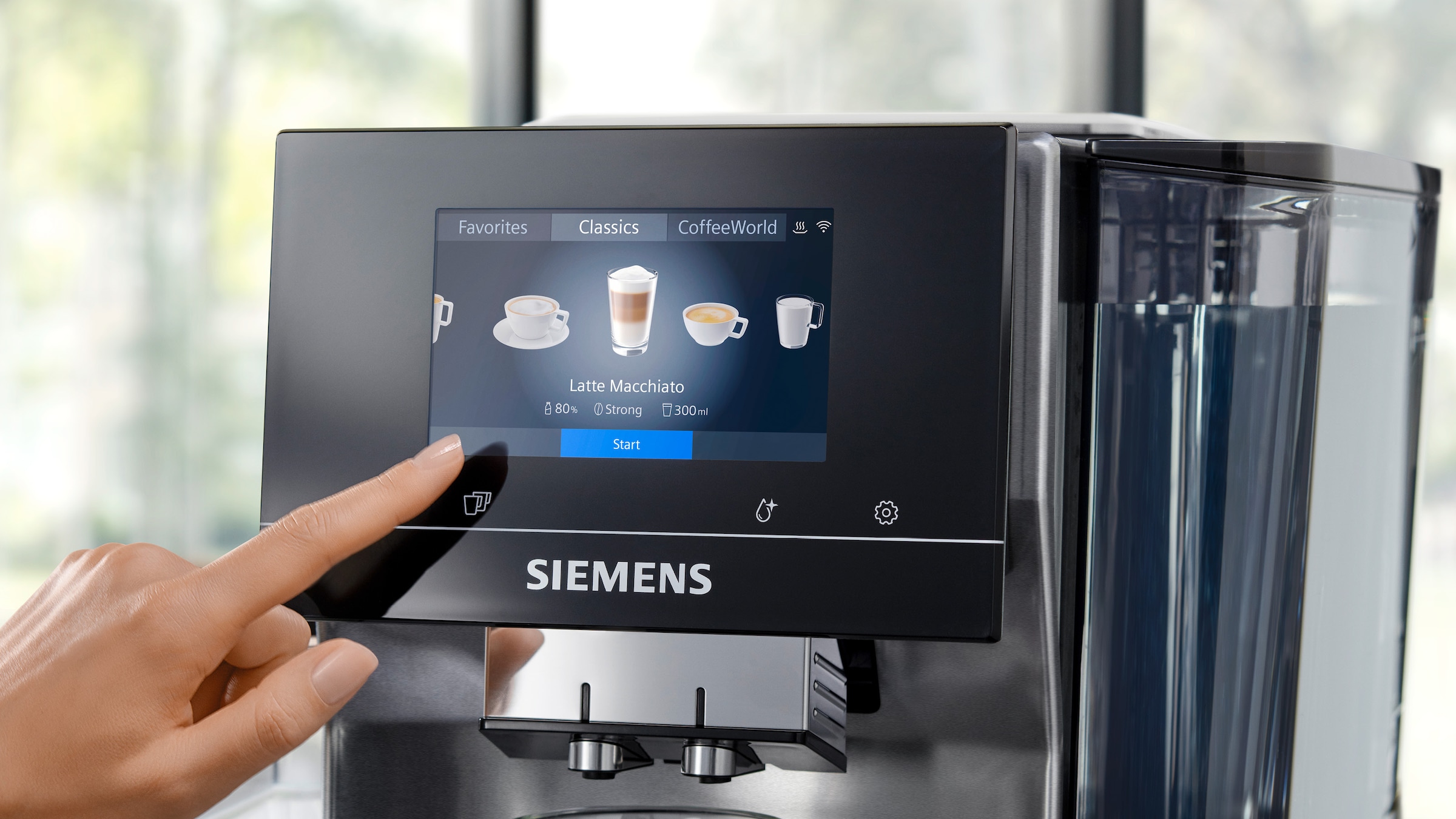 SIEMENS Kaffeevollautomat »EQ700 classic TQ717D03, Cold Brew, intuitives 5" TFT-Display, App«, aromaSelect, 30 Favoriten, autom. Dampfreinigung, edelstahl