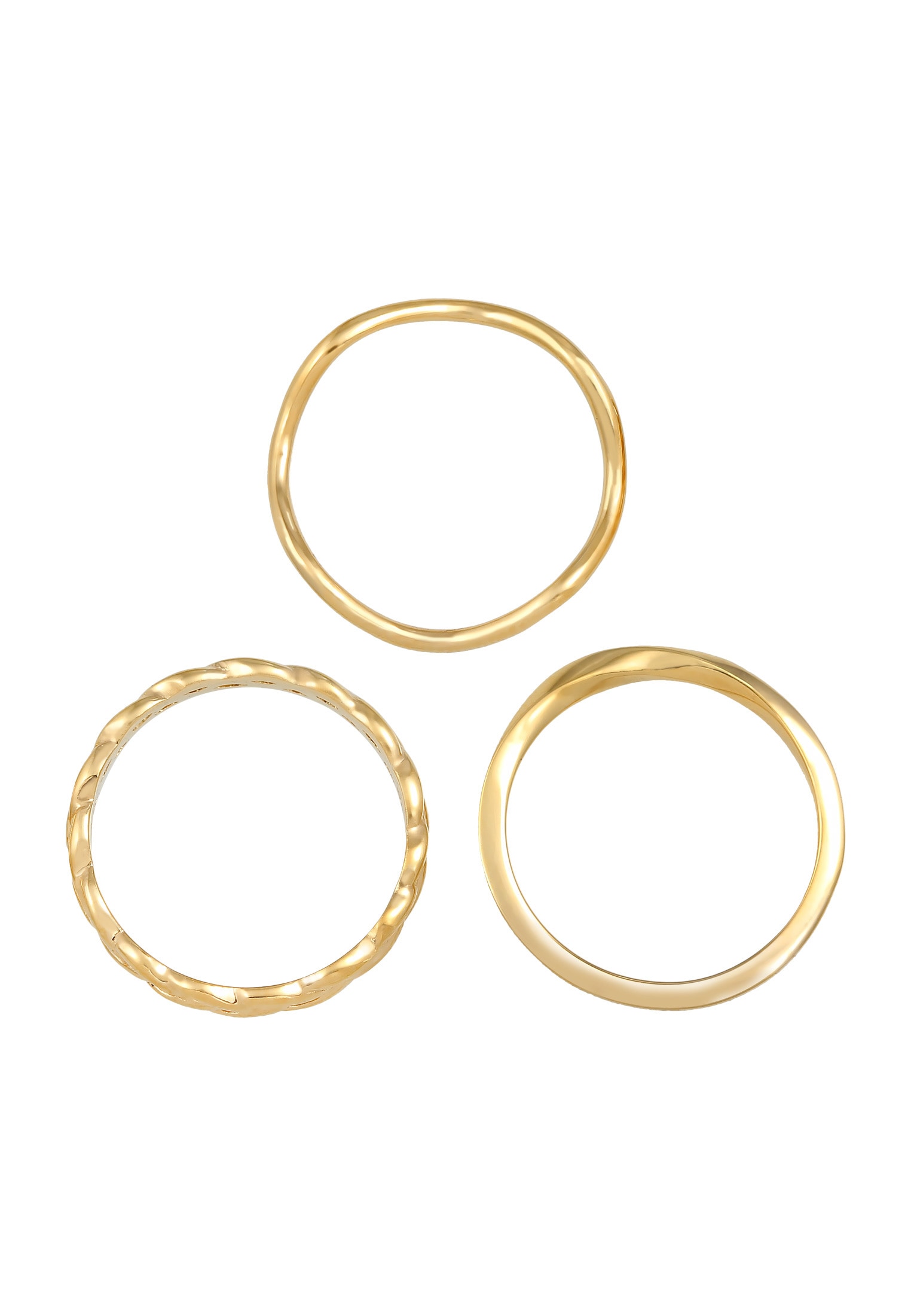 Elli Ring-Set »Ring Ringset Trend Welle Zopf Gedreht Style 925 Silber«