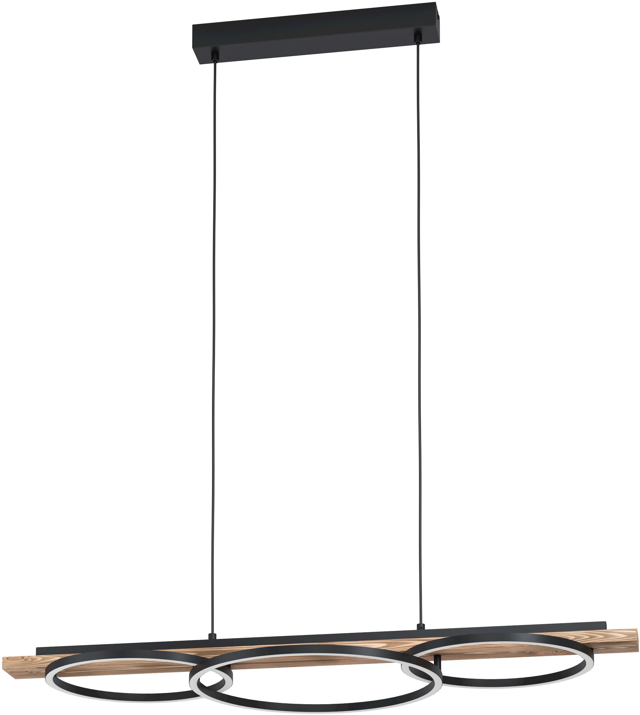 EGLO Hängeleuchte »BOYAL« in schwarz und rustikal aus Stahl, Holz, inkl. LED fest integriert - 2 x 12,5 Watt und 1 x 15,5 Watt, warmweiß