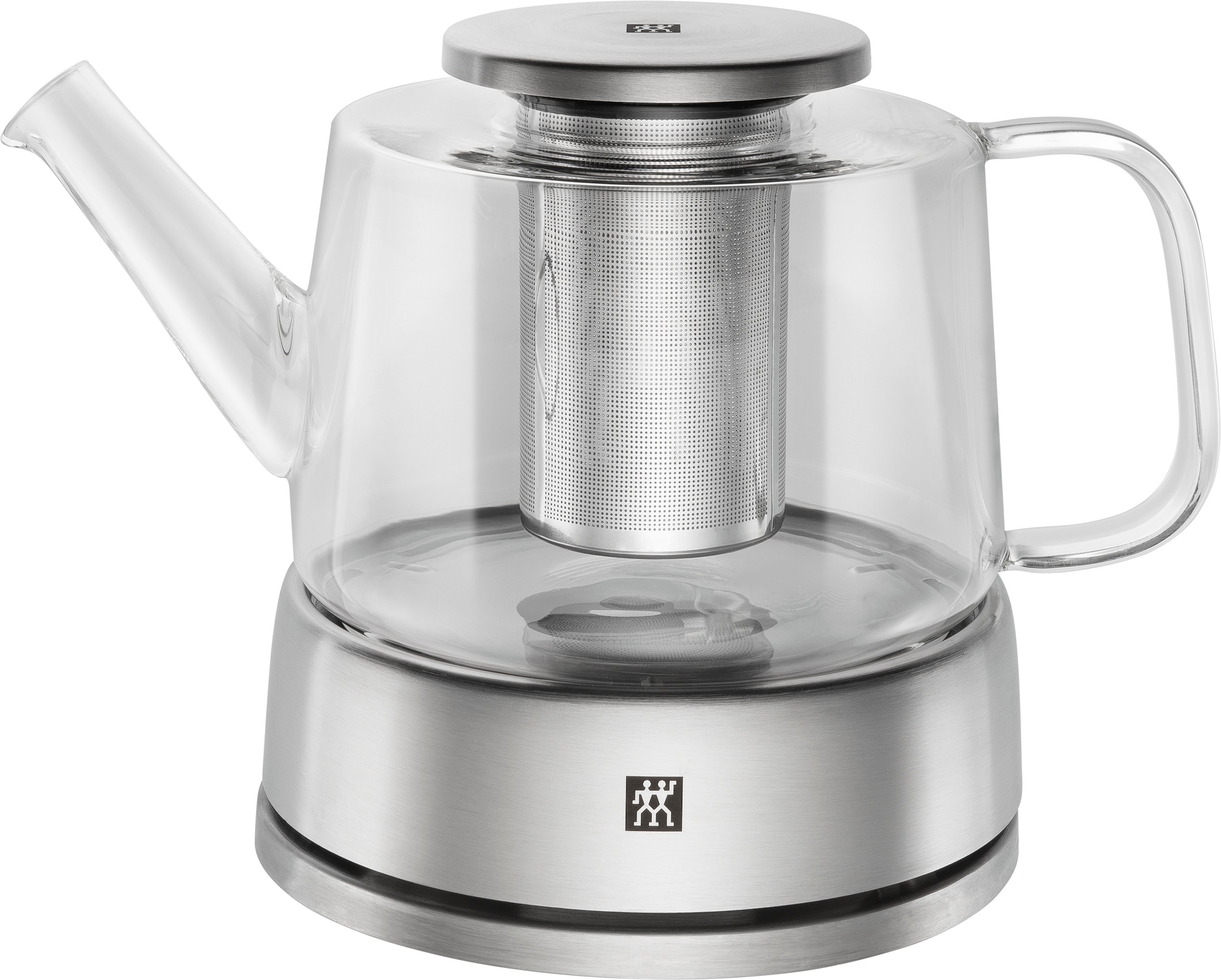 Zwilling Teekanne "Sorrento" 0,8 l Set, Set enthält Teekanne mit Stövchen und Teesieb, 3 Stk. tlg. Teekanne mit Stövchen, 18/10 Edelstahl, Glas, Pflegeleicht, 800 ml