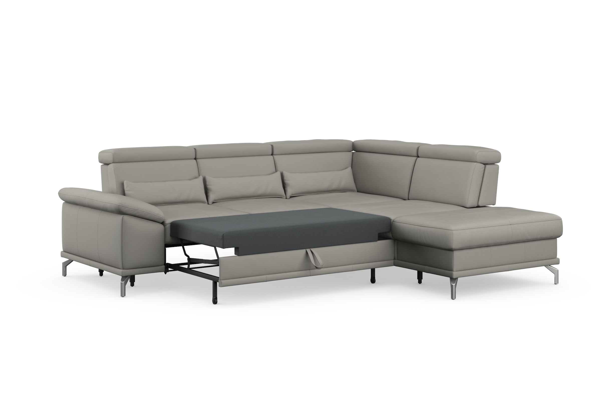sit&more Ecksofa »Cabrio L-Form, mit Sitztiefenverstellung, Arm- und Kopfteilverstellung«, 3 Nierenkissen, Federkern, optional Bettfunktion und Stauraum