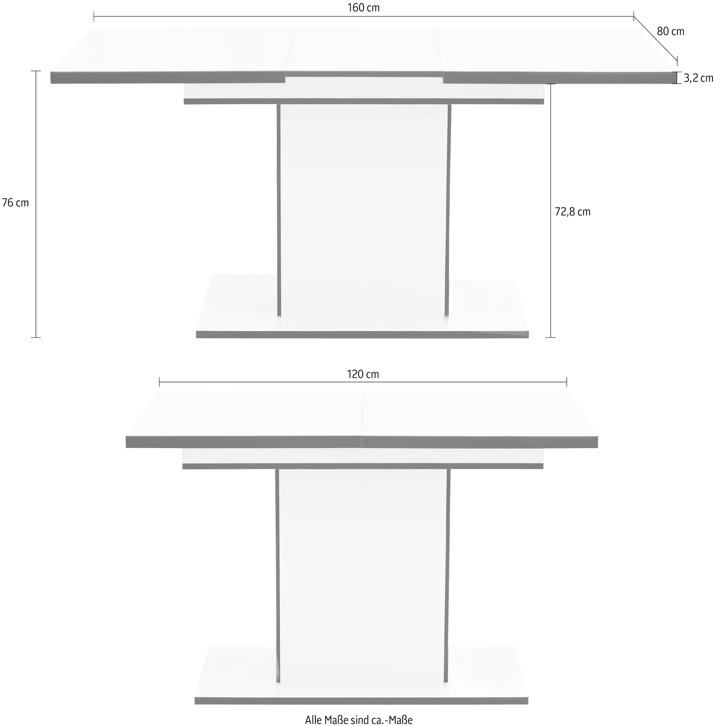 HELA ausziehbar auf cm durch Einlegeplatten Raten innenliegende Esstisch 120-160 »Ariana«, bestellen