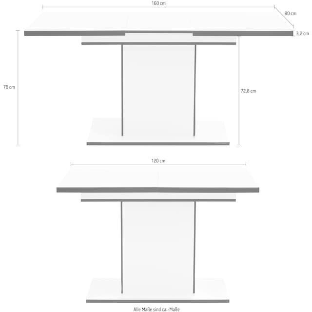 HELA Esstisch »Ariana«, durch innenliegende Einlegeplatten ausziehbar  120-160 cm auf Raten bestellen
