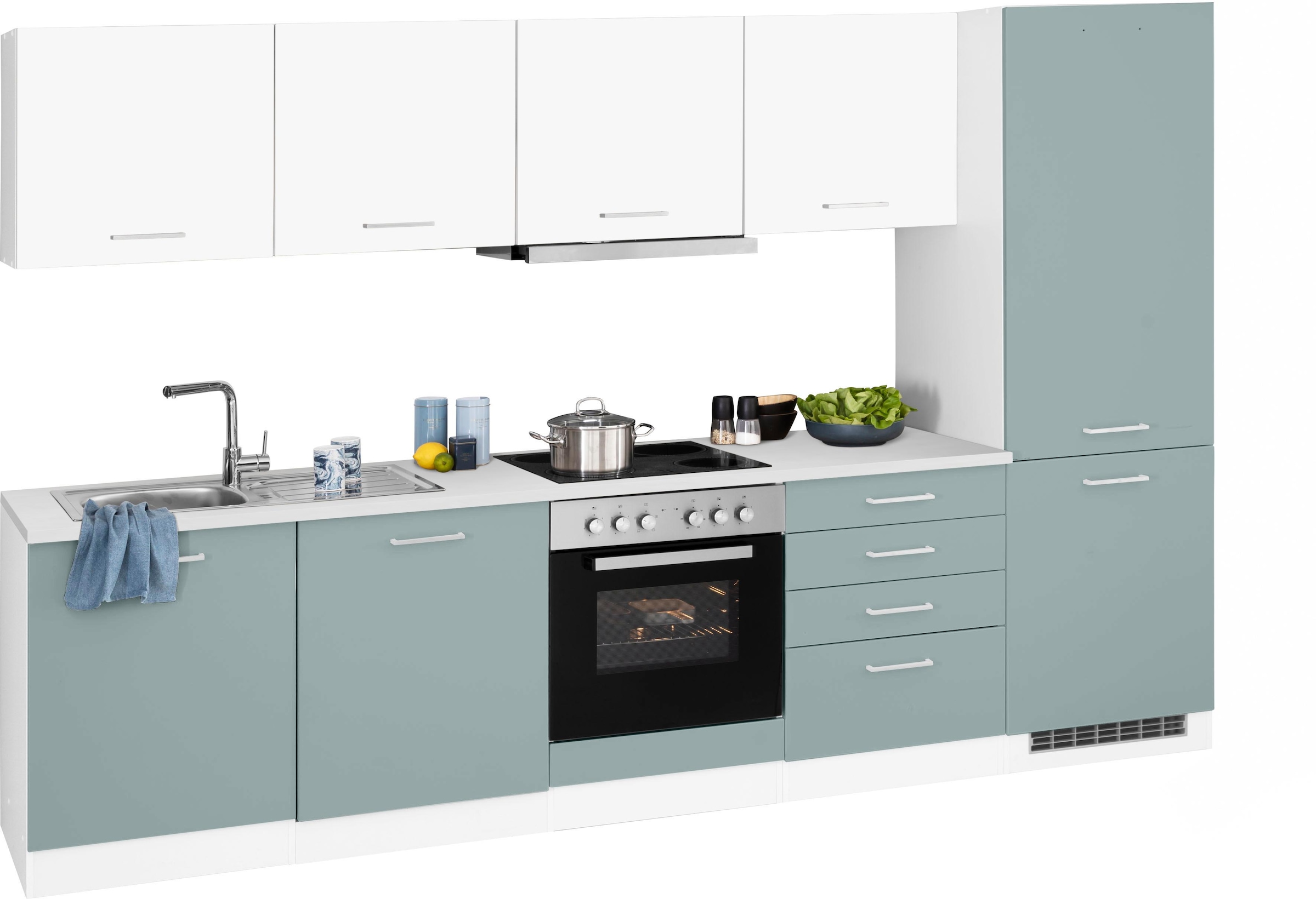 HELD MÖBEL Küchenzeile E-Geräte, Raten mit »Visby«, inkl. Kühl/Gefrierkombination auf und Geschirrspüler bestellen 300 cm