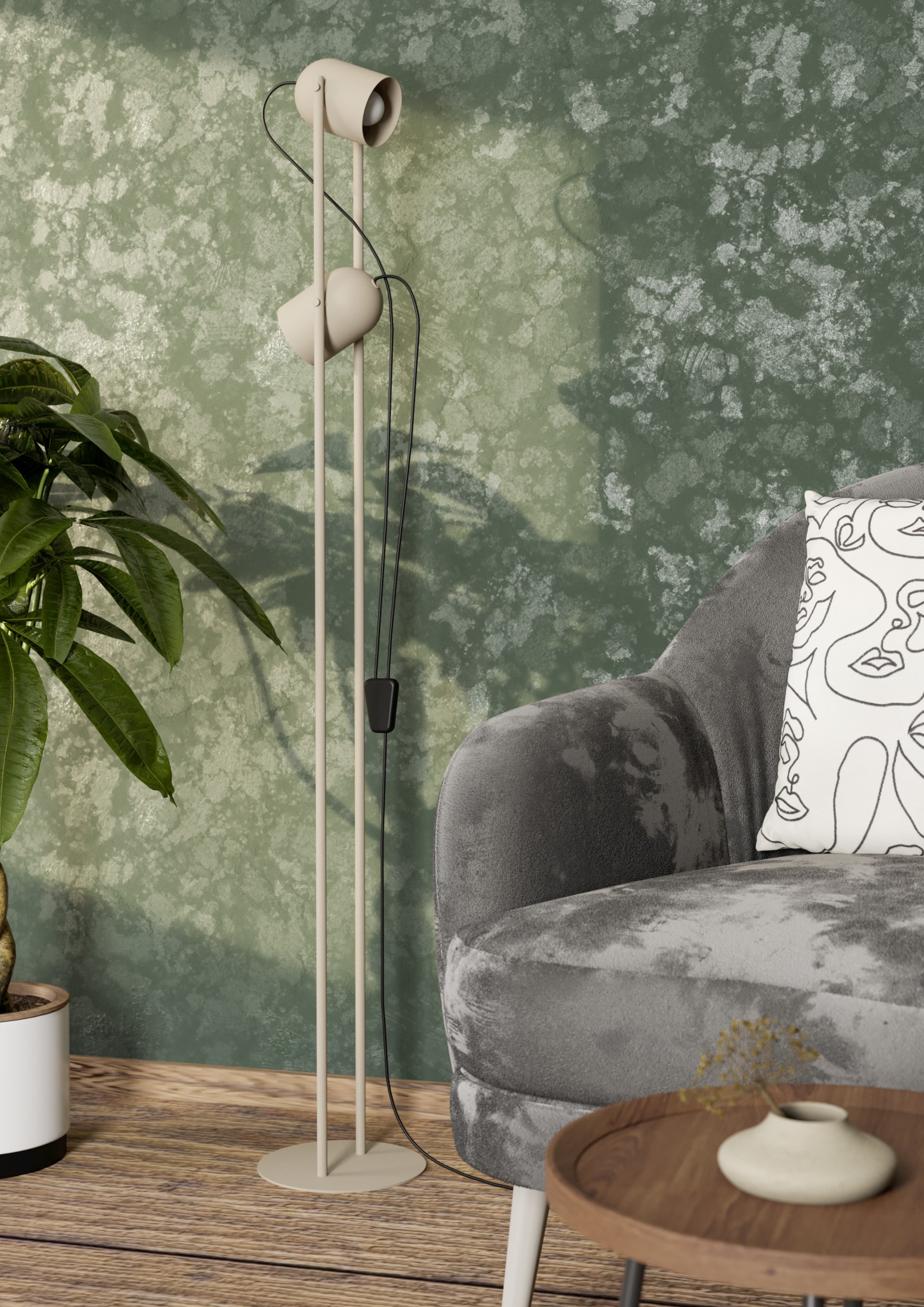 EGLO Stehlampe »TILSTON Stehlampe - Stahl - E14 - 2X8W - IP20« E14 1 Stk. Standlampe, 2 schwenkbare Spots, Leselampe, L12,5 x B13 x H142,5 cm