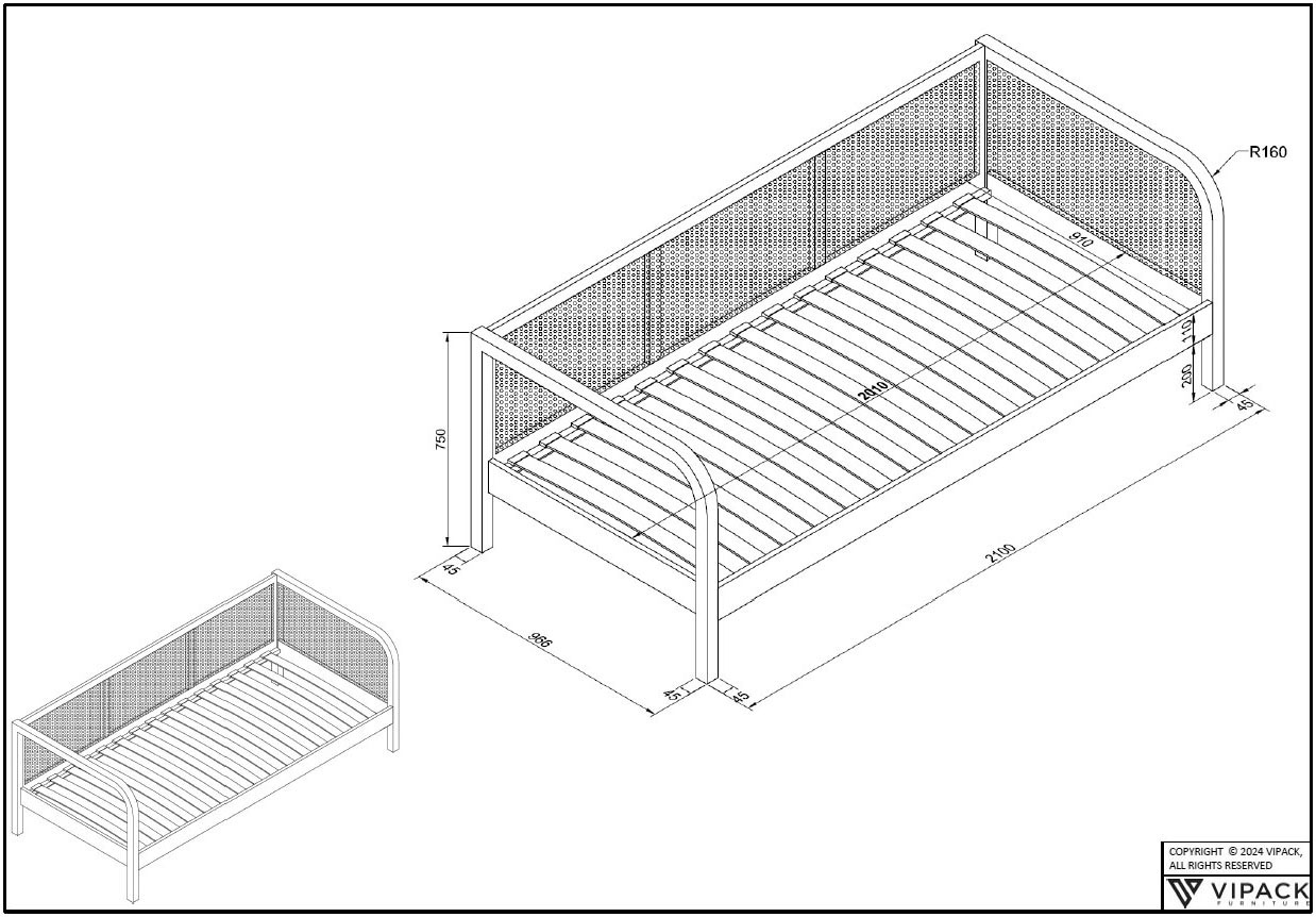 Home affaire Bett »Olive, mit massiven Bettpfosten, stabilem Lattenrost«, (B/H/T ca. 90/75/200cm), mit Lattenrost und trendigem Rattan