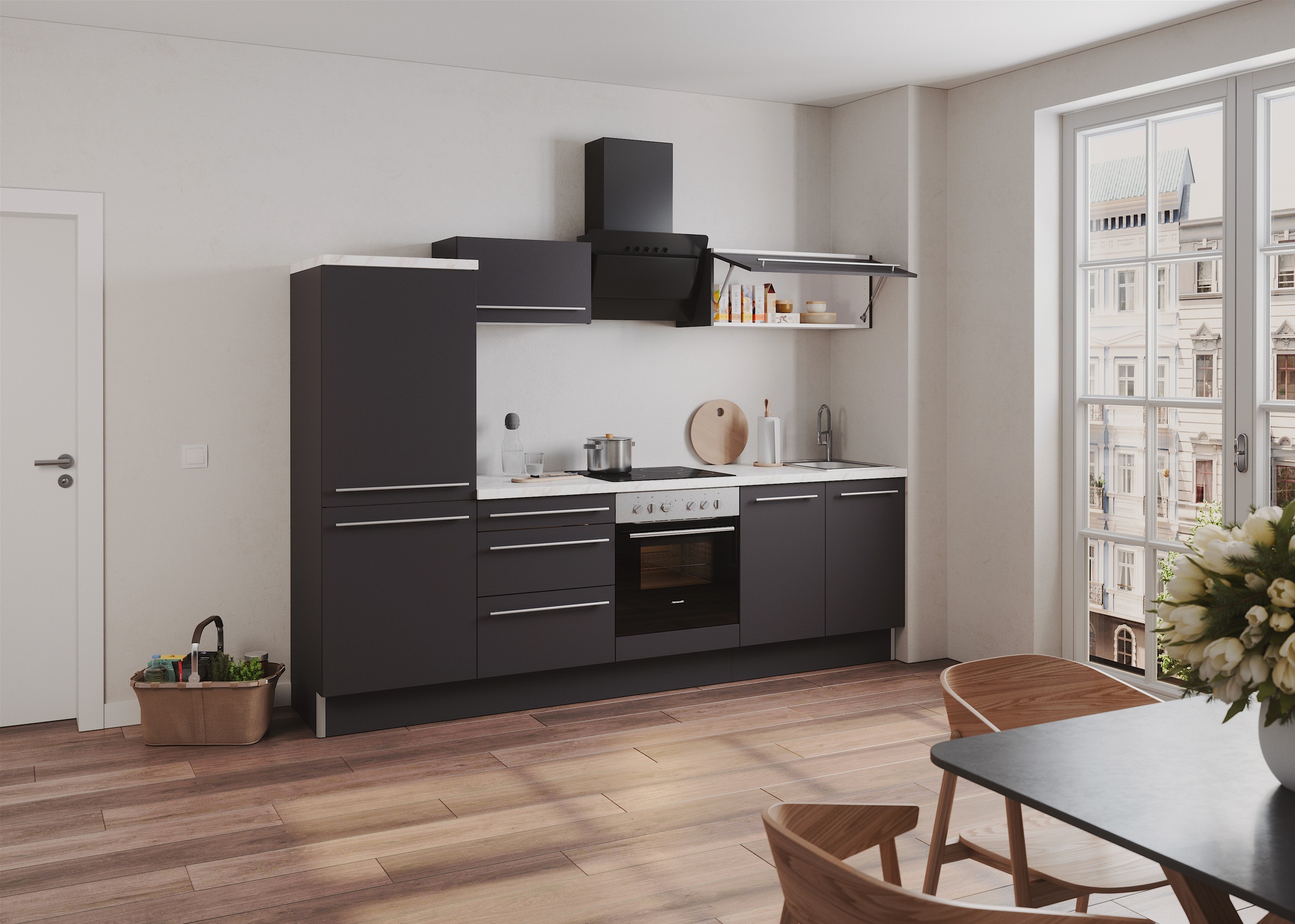 KOCHSTATION Küche »KS-Bern2« Breite 270 cm, wahlweise mit E-Geräten, Seitenverkehrt stellbar