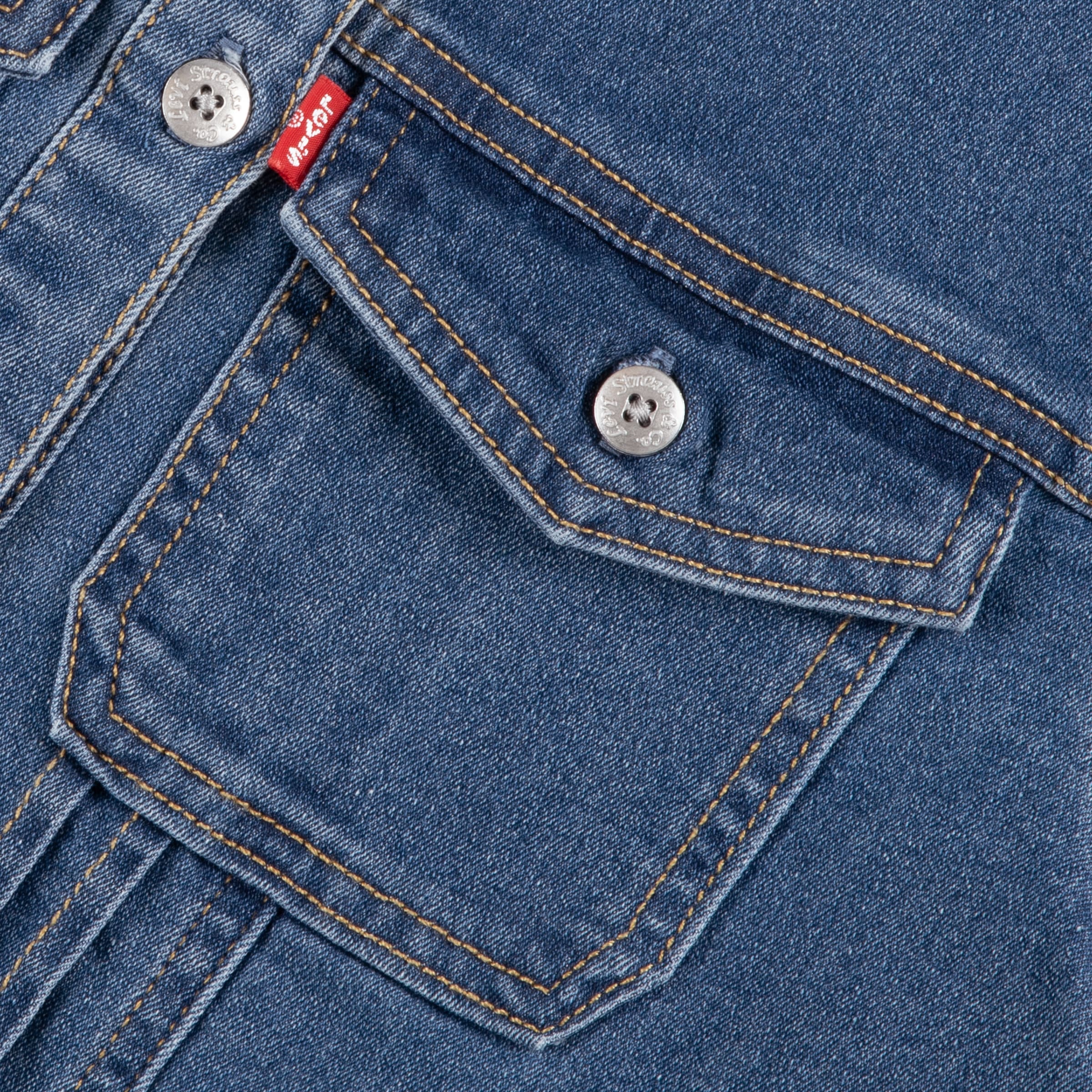Levi's® Kids Jeanskleid »LVG LONG SLEEVE DROP WAIST DRE« Brusttaschen Durchgehender Knopfverschluss