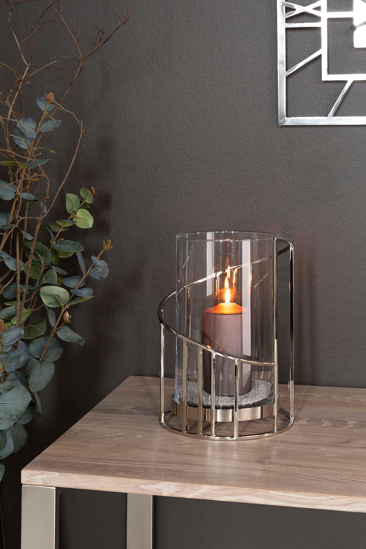 Fink Windlicht »CELINE«, (1 St.), Kerzenhalter aus Edelstahl mit Glaseinsatz,  Höhe ca. 29,50 cm auf Rechnung bestellen