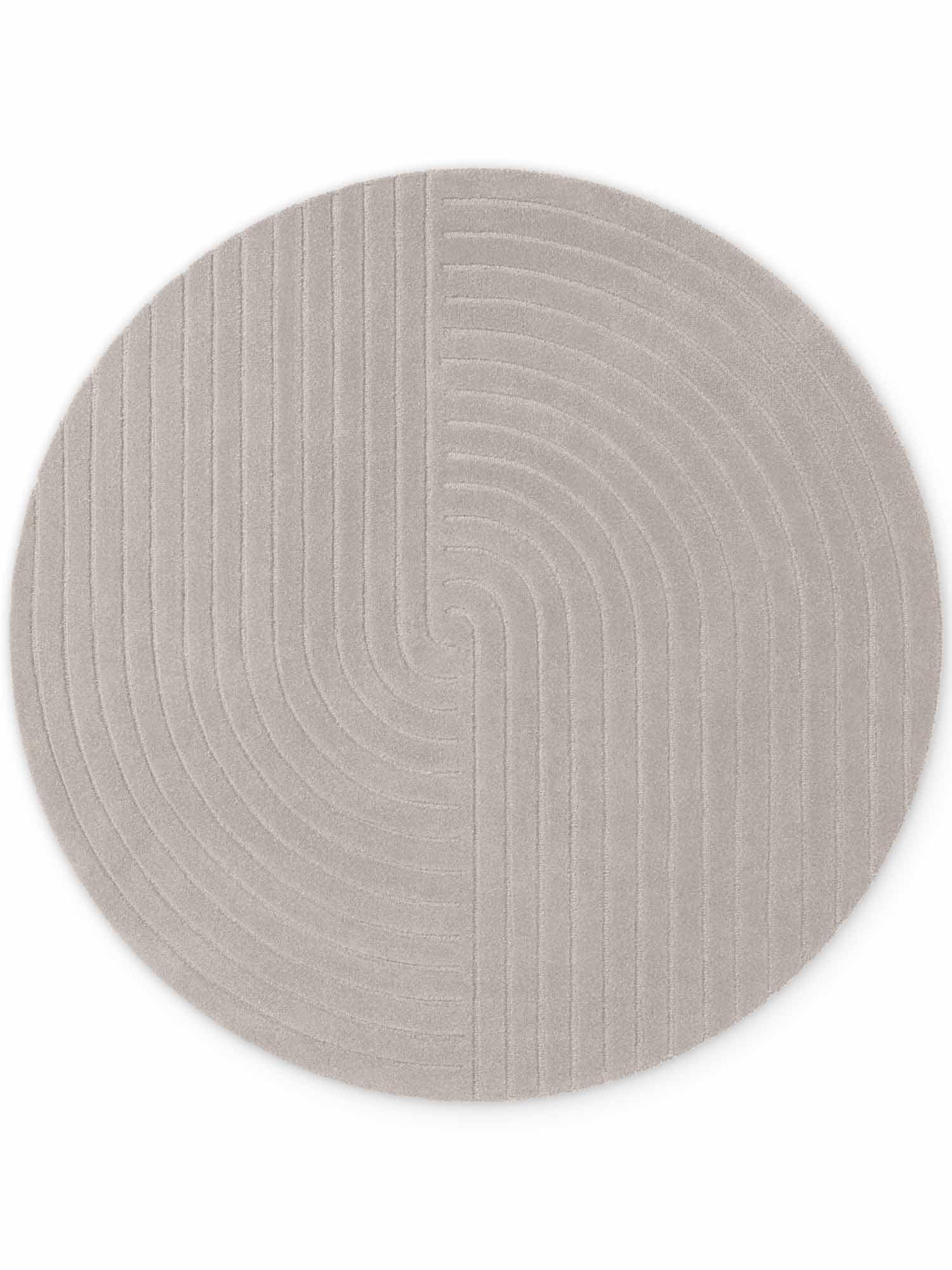 vikosa Wollteppich »Arcura« rund 15 mm Höhe Wolle Handgemacht, Hoch-Tief-Effekt, Geometrisches Linien Wellendesign