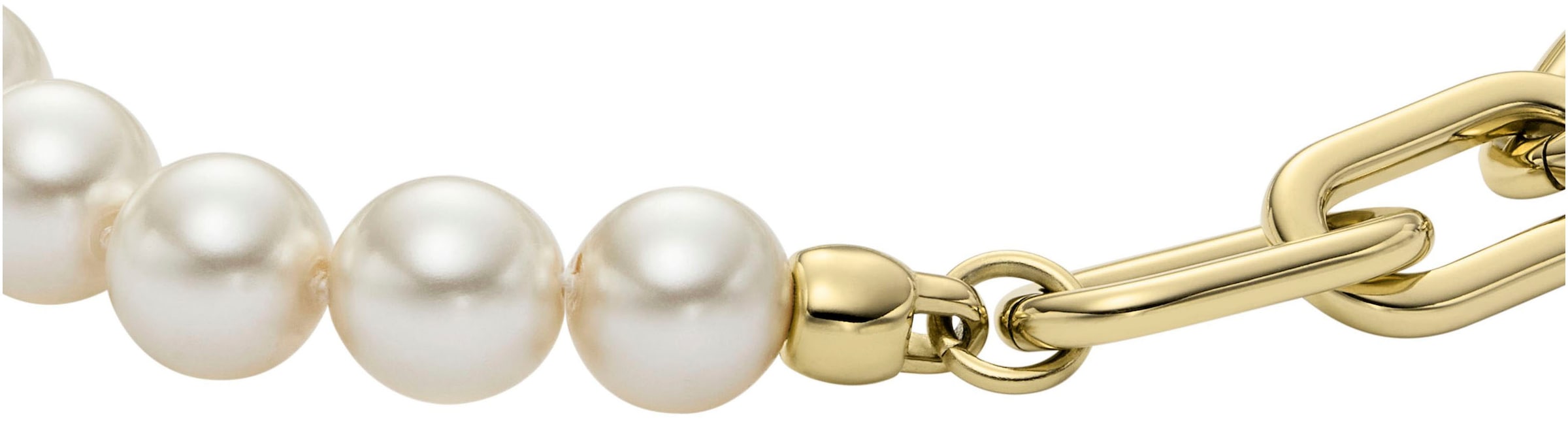 Fossil Armband »Schmuck Geschenk Edelstahl HERITAGE PEARL D-LINK« mit Glasperle