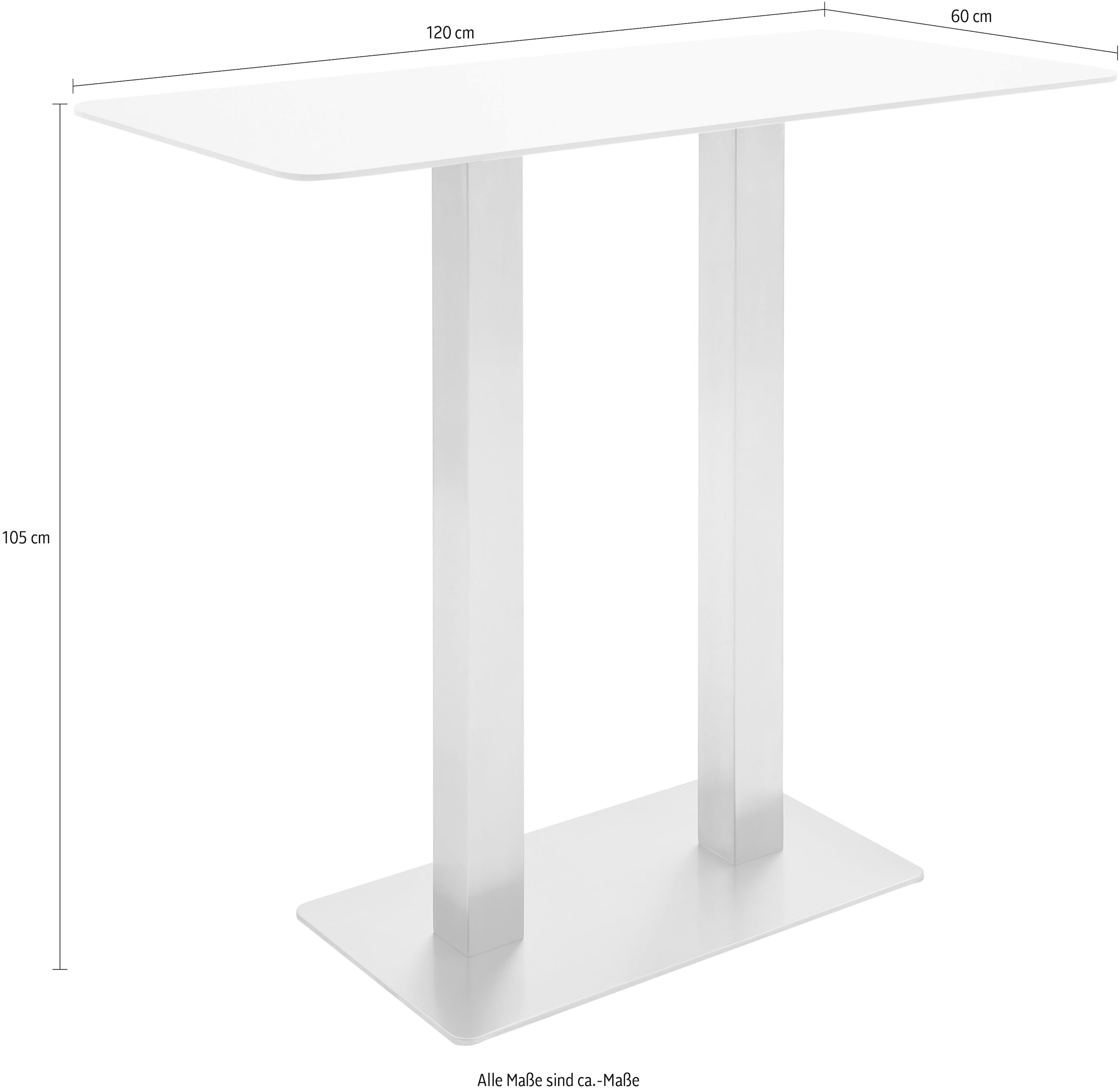 MCA furniture Bartisch »Zarina« Bartisch mit Glaskeramik Tischplatte mit Edelstahl Gestell