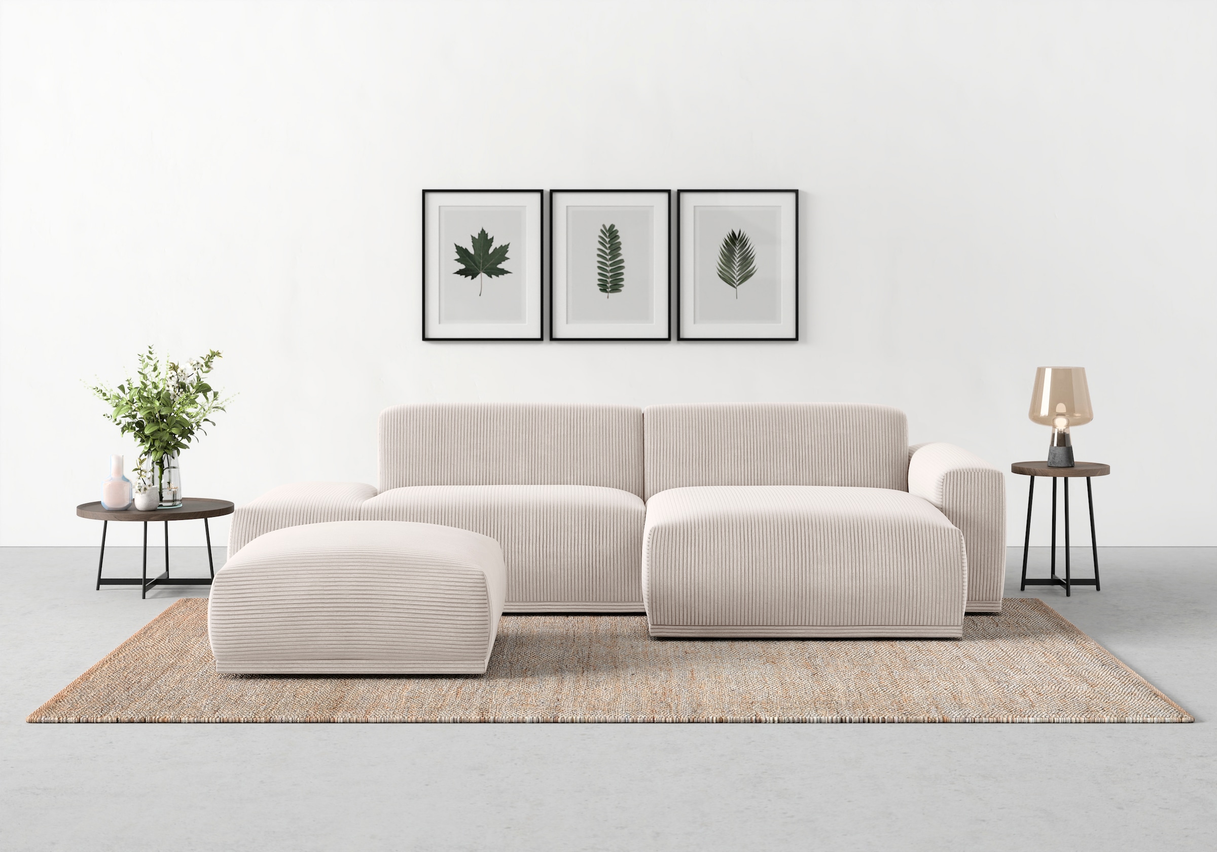 TRENDMANUFAKTUR Ecksofa Braga, aus 2 Teilen, moderner Cord-Stoff