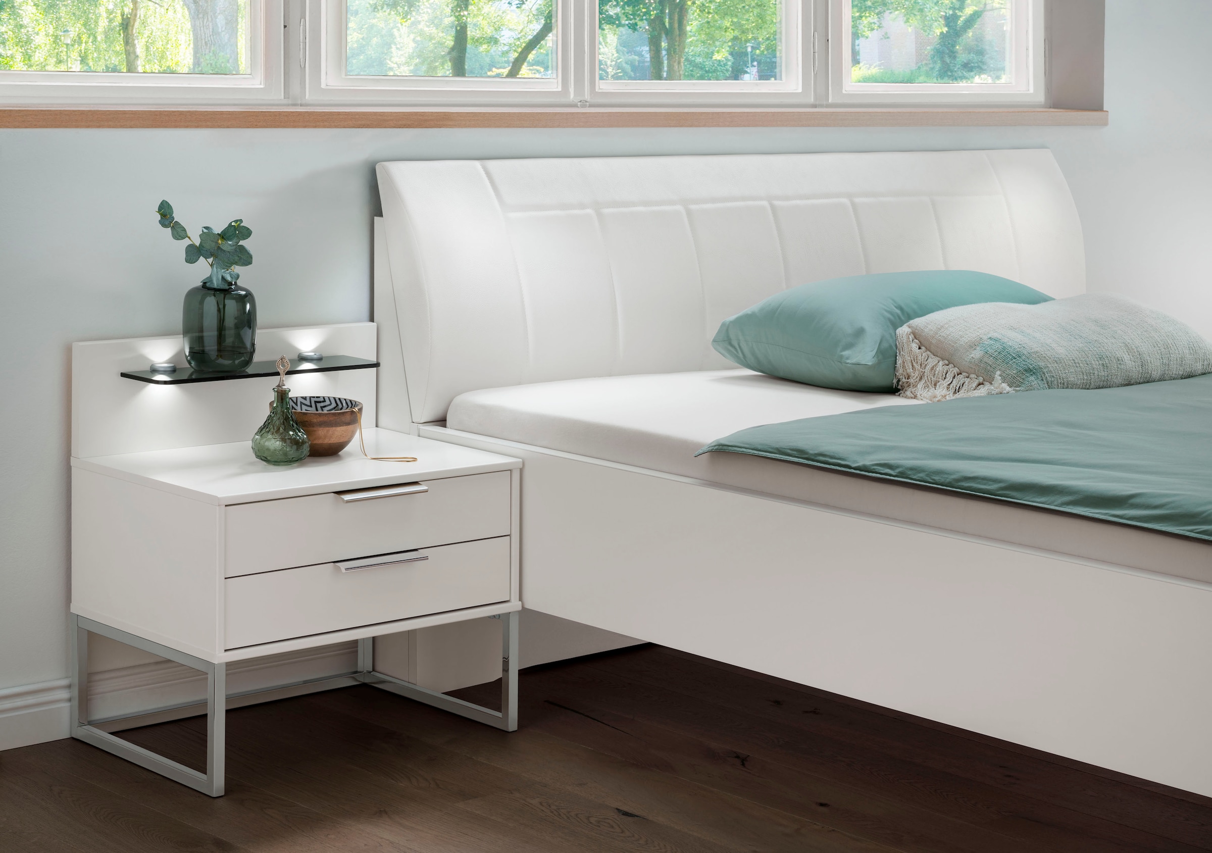 WIEMANN Futonbett »Monaco, Bettgestell, Bettrahmen, komfortables Polsterkopfteil«, (4-fache Liegehöhenverstellung, MADE IN GERMANY), Polsterkopfteil aus Kunstleder, verschiedene Größen, in Komforthöhe