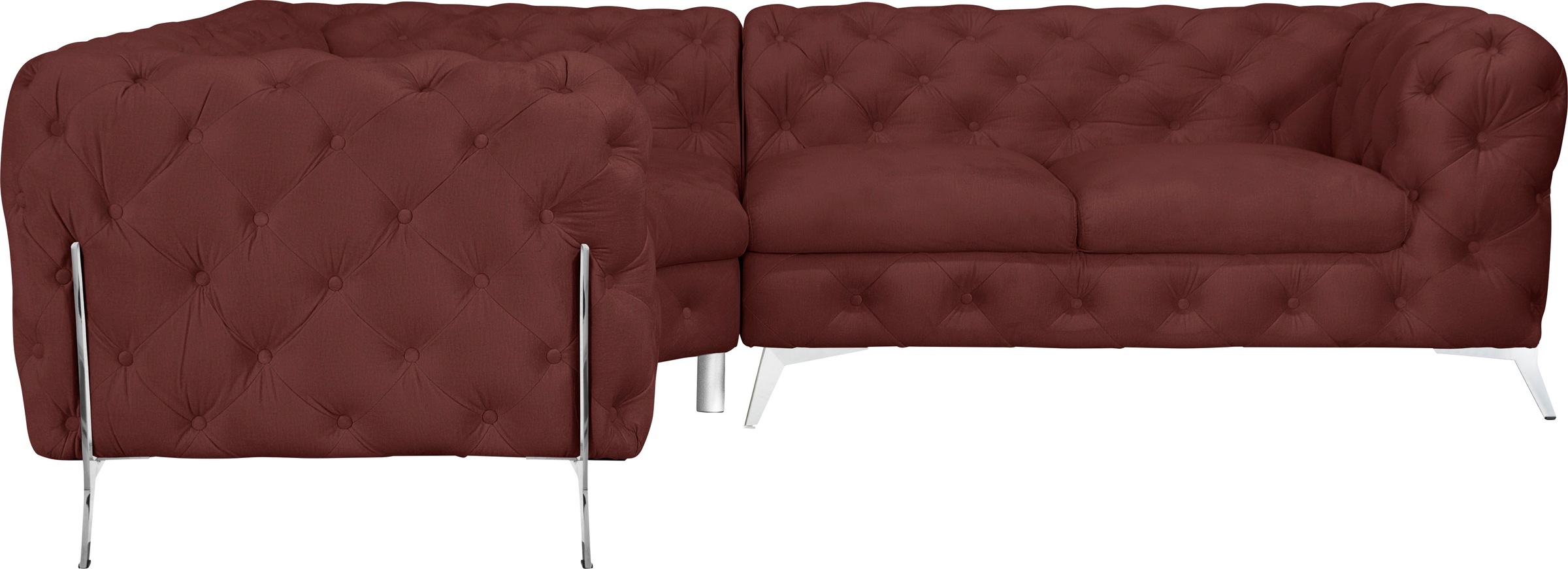 Leonique Chesterfield-Sofa »Amaury L-Form«, moderne Chersterfield-Optik, Breite 262 cm, Fußfarbe wählbar