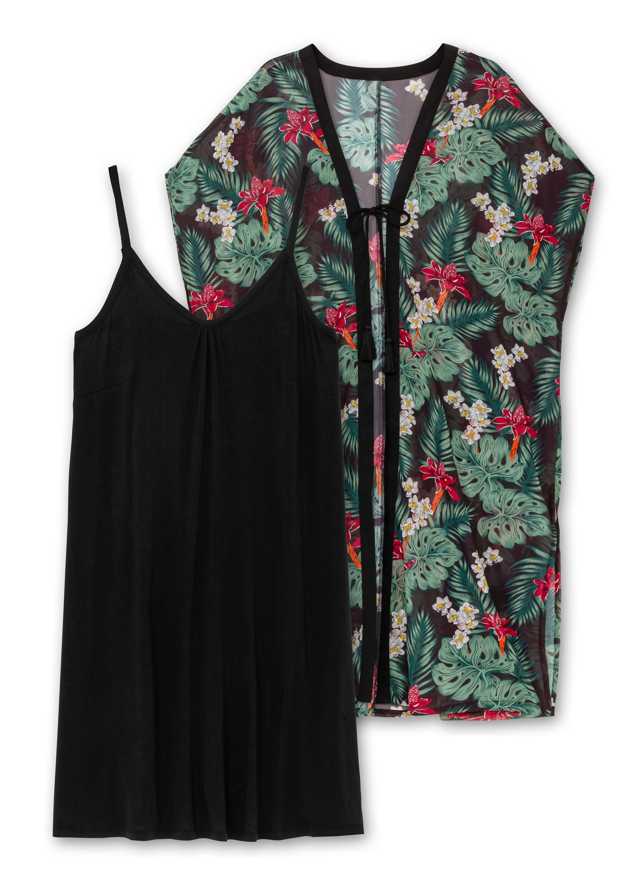 Sheego Jerseykleid »Strandset im Set mit offenem Kaftan«