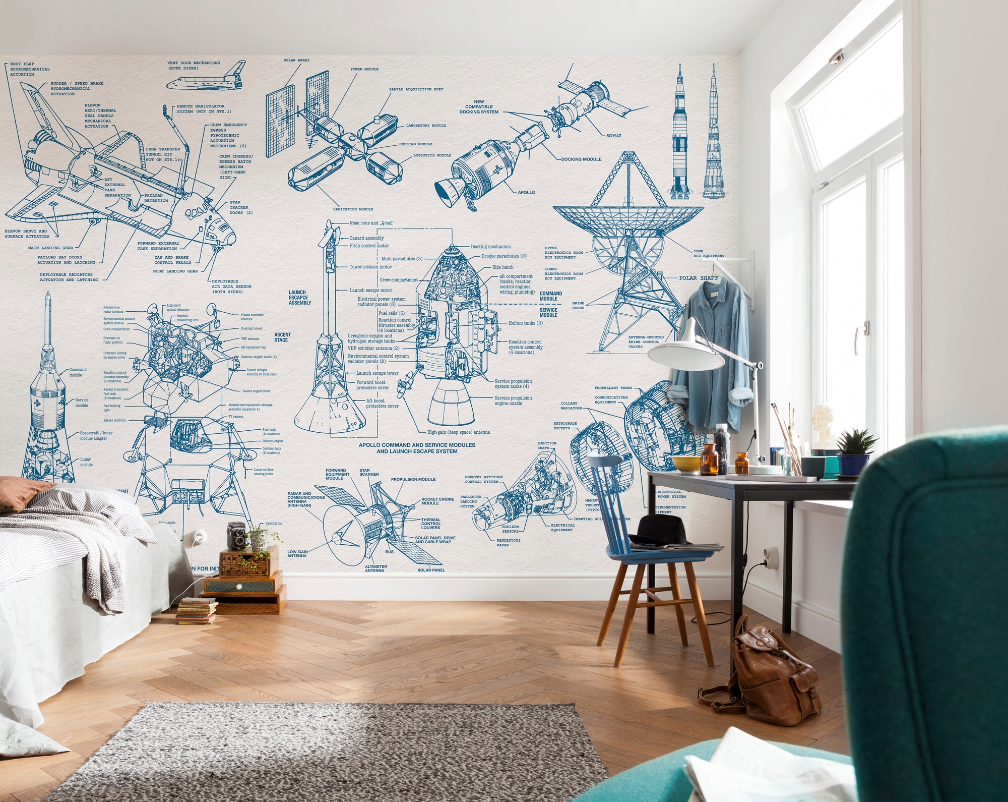 Komar Vliestapete »Digitaldruck Vlies -  Spacecraft Architecture - Größe 400 x 280 cm« bedruckt glatt Kinderzimmer