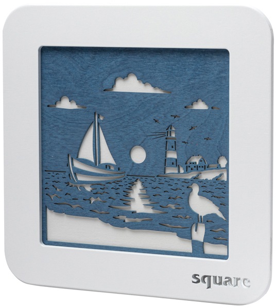 Weigla LED Dekolicht »Square Standbild Maritim, Batterie & Timer, WEIẞ-BLAU, Made in Germany«, 13 flammig, Leuchtmittel LED-Modul | LED fest integriert, Erzgebirge garantiert, maritime Deko Innen, Dekolampe
