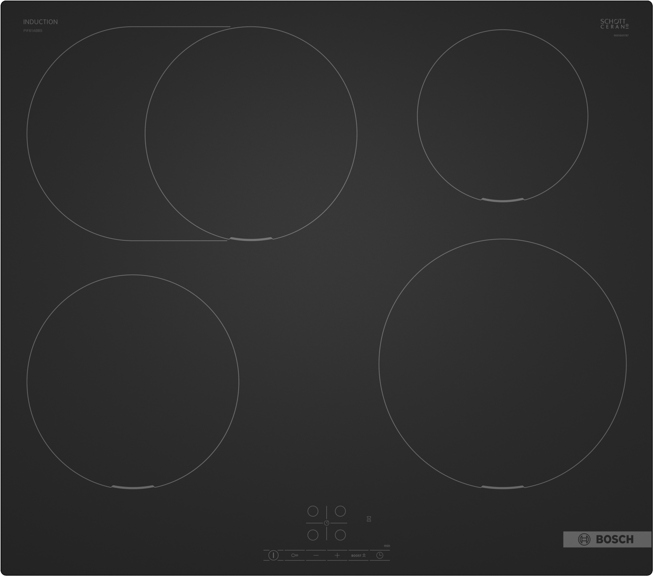 BOSCH Induktions-Kochfeld »PIF61ABB5E« Mattes Design in Carbon Black und einfache Touch Select Bedienung