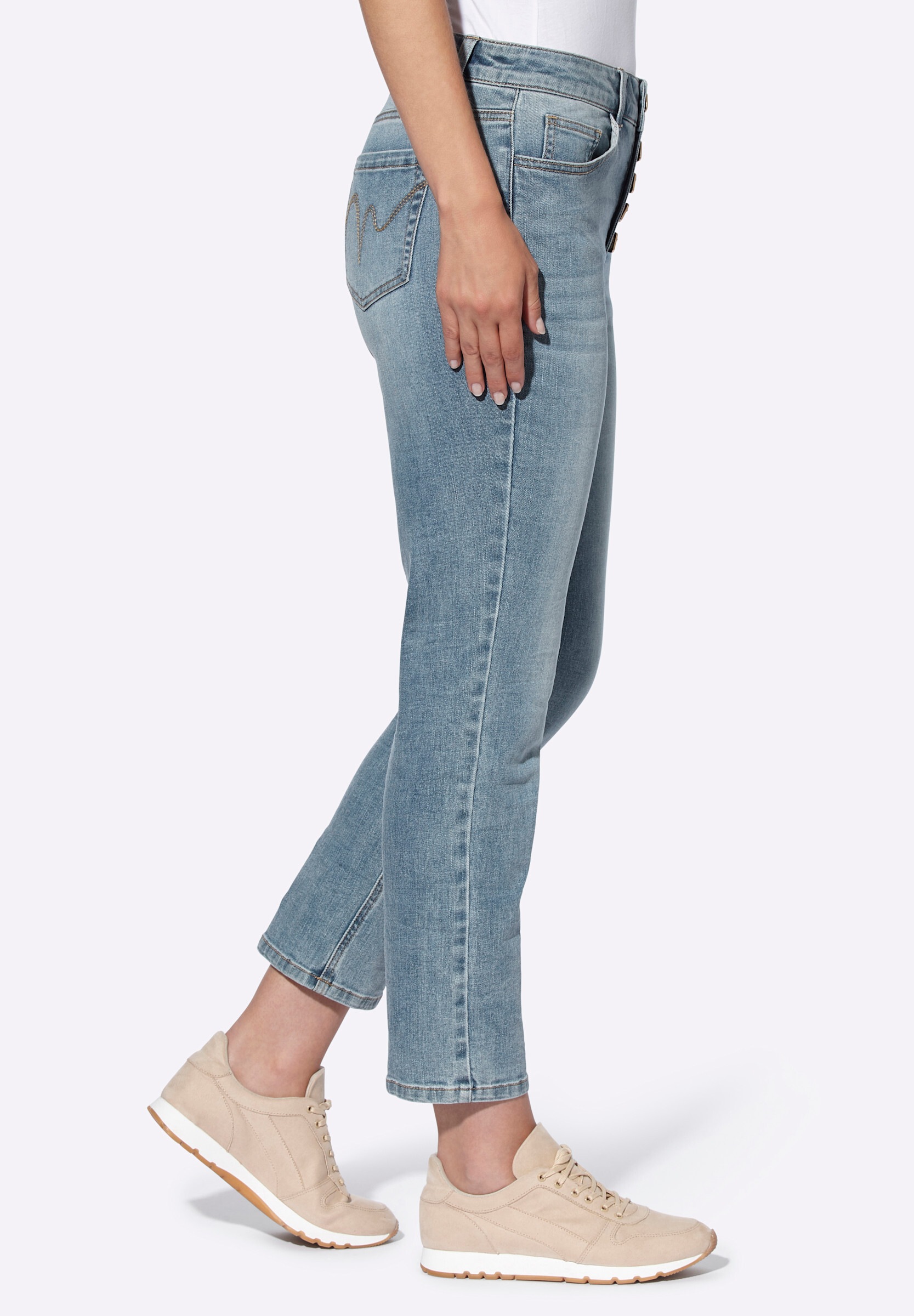 heine 5-Pocket-Jeans »Jeans 5-Pocket-Jeans mit Schmuckknopf-Leiste«