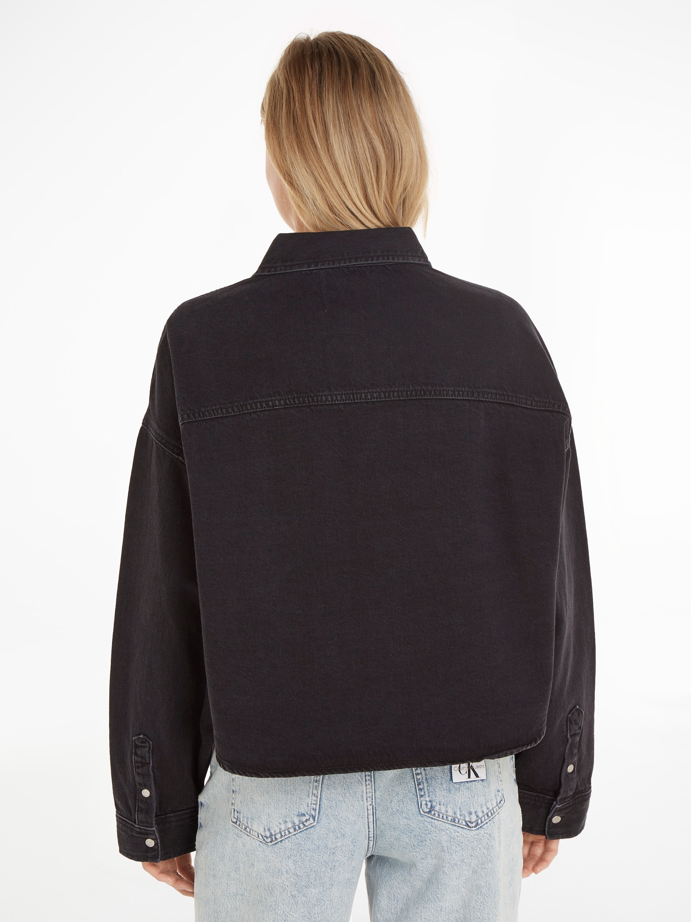 Calvin Klein Jeans Jeansbluse »OVERSIZED CROP ROUNDED HEM SHIRT«