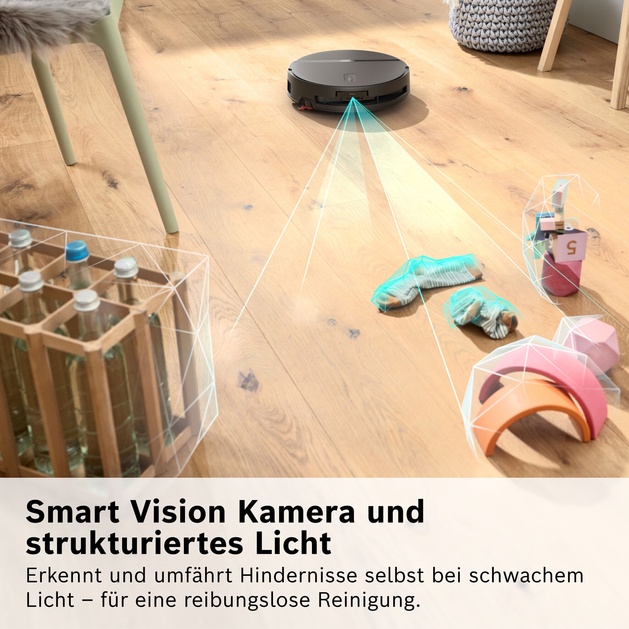 BOSCH Saugroboter »mit Wischfunktion Spotless 2 Advanced BCR2S2BX/BCR2S2WX« ausfahrbare Wischrolle, 27.000 Pa Saugkraft, smarte Fleckenentfernung