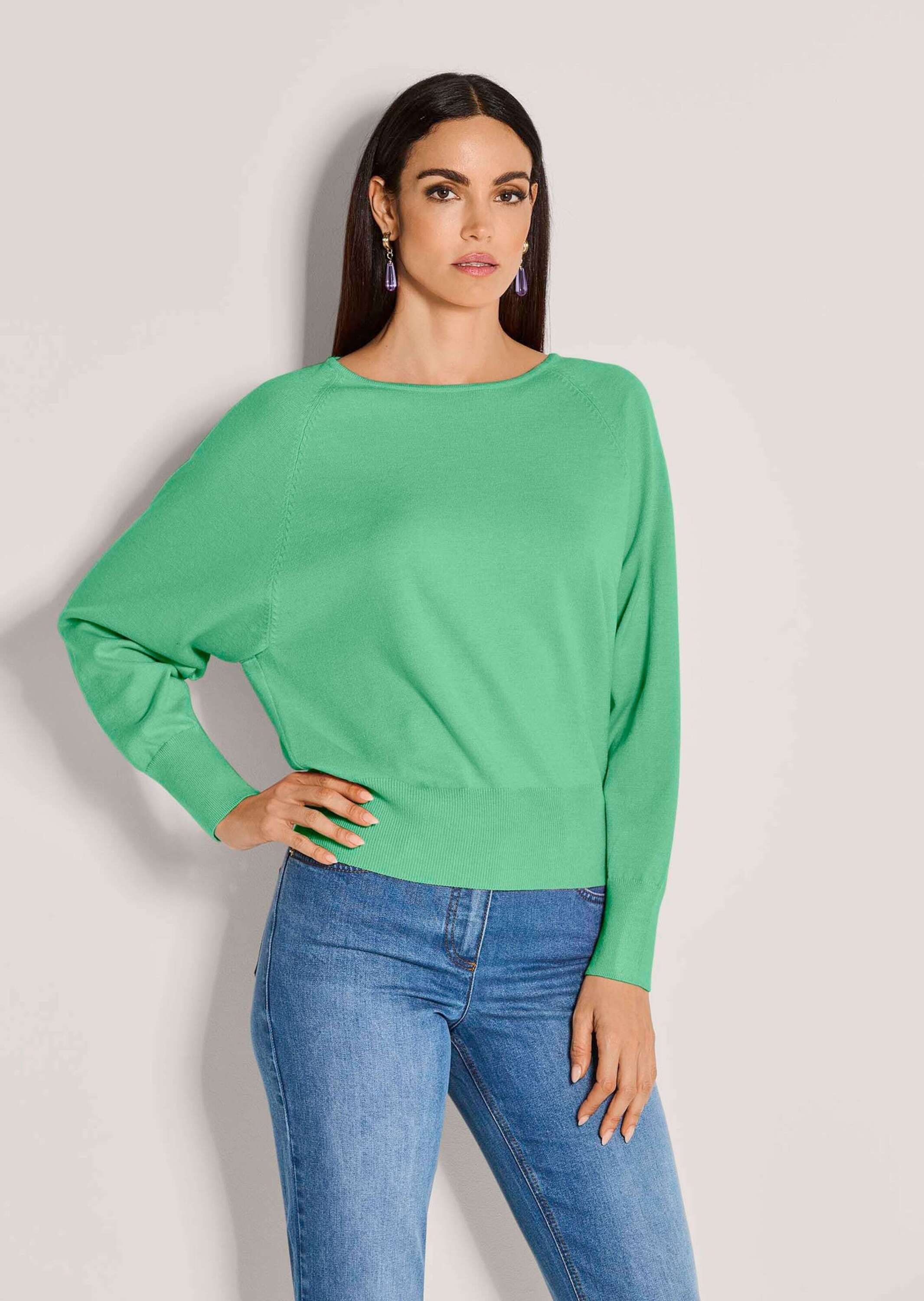 MADELEINE Longpullover »Pullover Basic Strickpullover mit Fledermausärmeln«