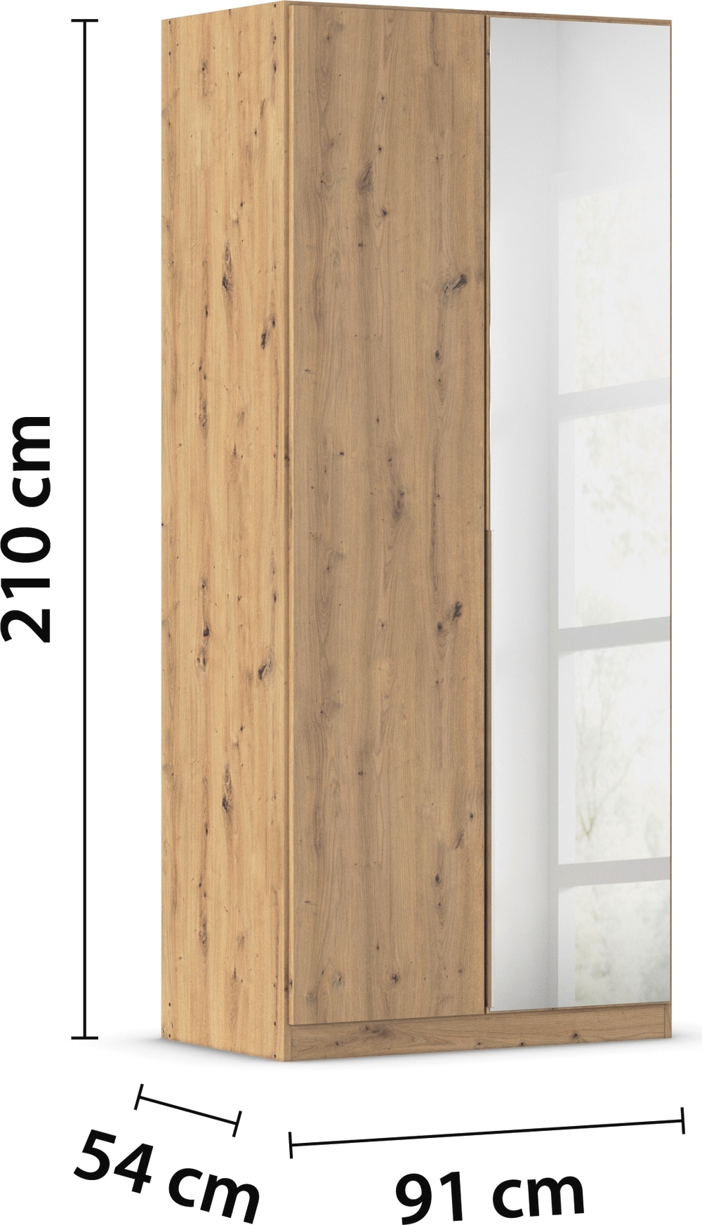 OTTO home Drehtürenschrank »Kleiderschrank Schrank Garderobe AGORDO mit Dekor- oder Hochglanzfront« in zwei Griff-Farben, Breiten 91-360 cm,  durchdachte Innenausstattung, in 7 Breiten und 2 Höhen MADE IN GERMANY