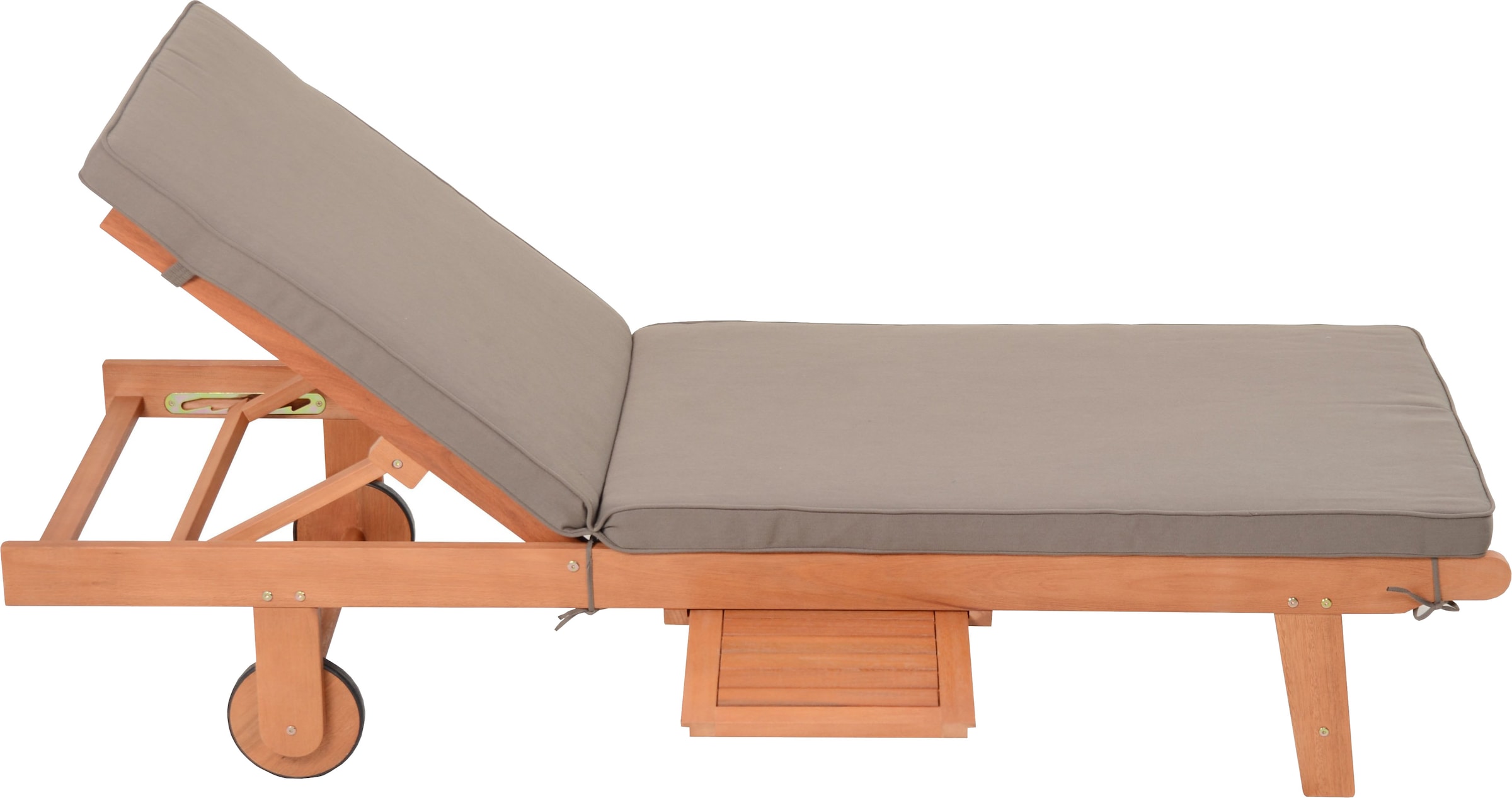 Garden Pleasure Gartenliege »Sonnenliege »SAN DIEGO«, braun« Eukalyptusholz, verstellbare Rückenlehne, L: 110, cmausziehbarer Tisch