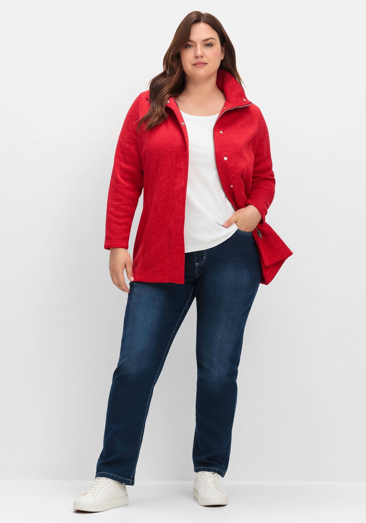 Sheego Fleecejacke »Jacke aus meliertem Strickfleece«