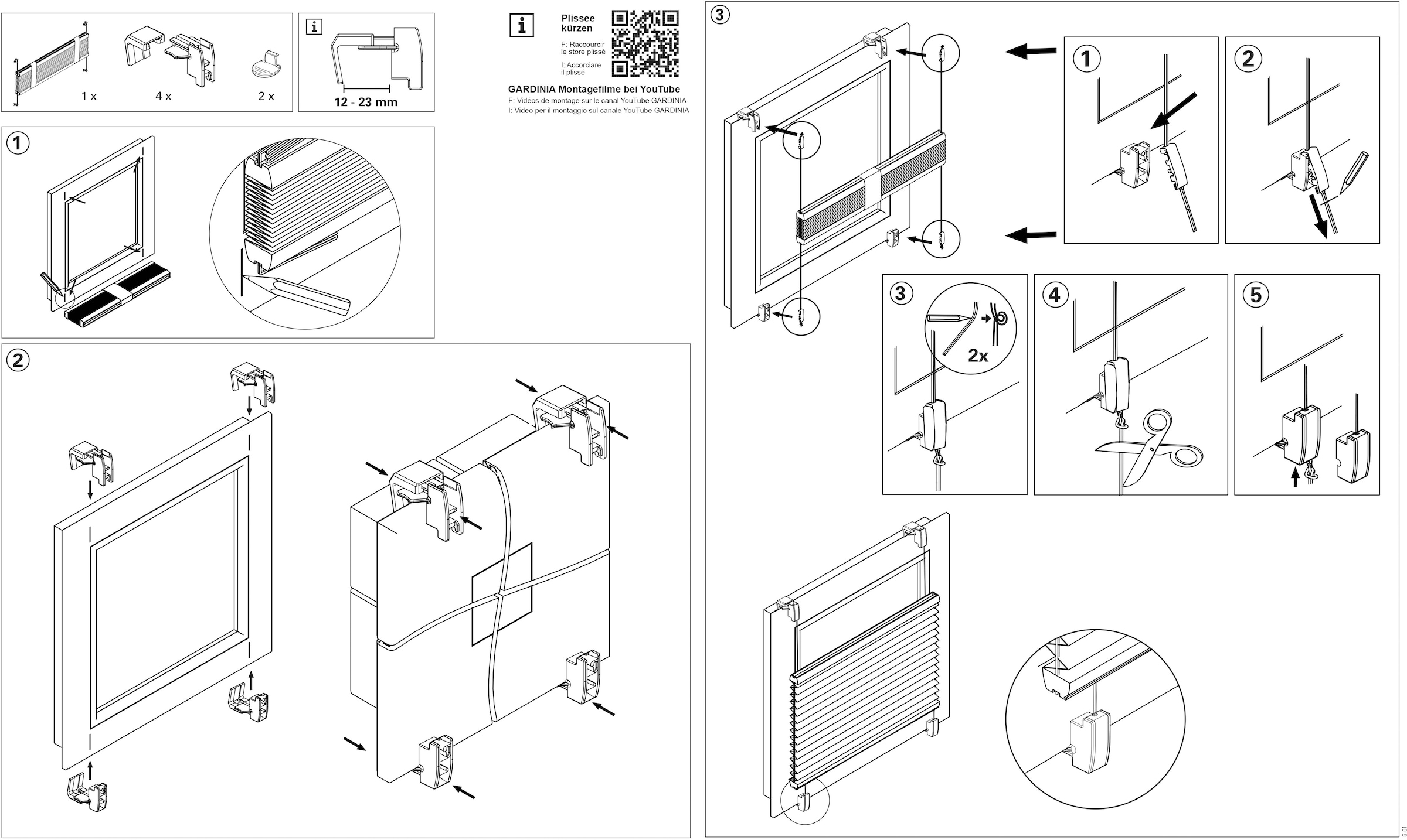 GARDINIA Plissee »Concept zum Klemmen Flowers and Plants Zweig« blickdicht ohne Bohren verspannt in der Breite kürzbar