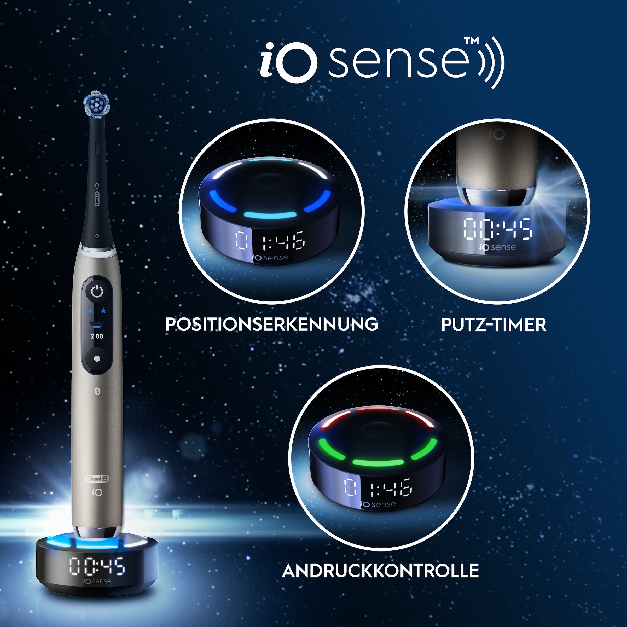 Oral-B Elektrische Zahnbürste »iO Series 10« 1 Stk. Aufsteckbürsten inkl. 1 Aufsteckbürste, iO Sense Schnellladestation, Lade-Reise-Etui