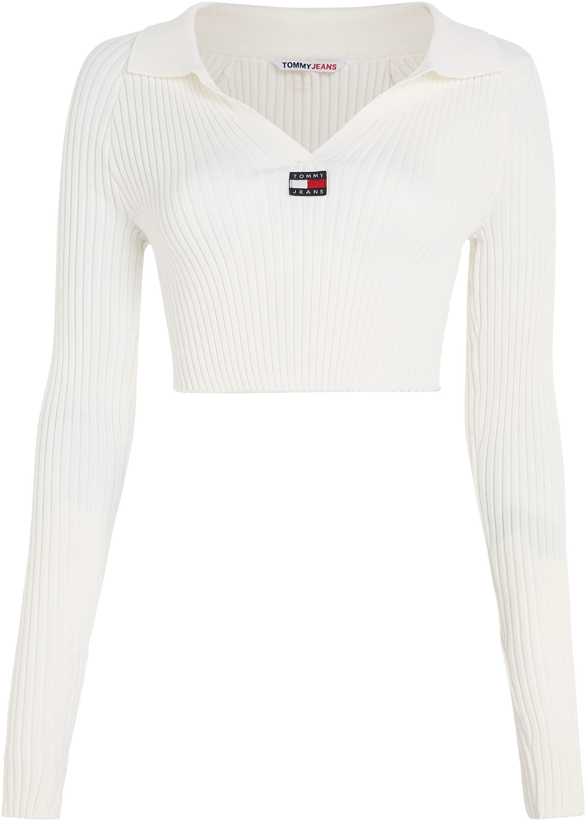 Tommy Jeans Strickpullover »TJW XS BADGE RIB COLLAR SWEATER«, mit V-Ausschnitt